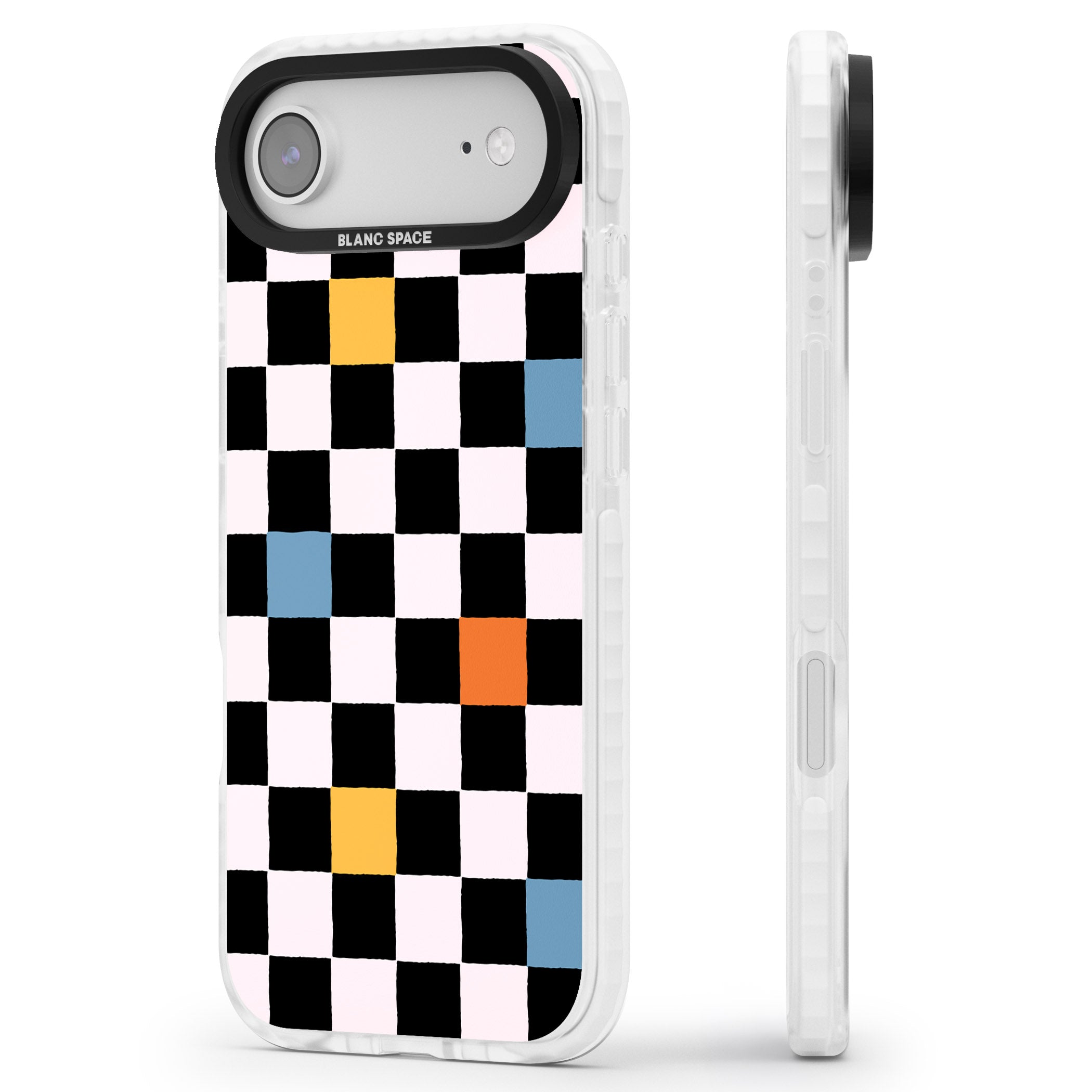 Vibrant Retro Checkered iPhone 17 Air Impact Clear Phone Case Side Profile