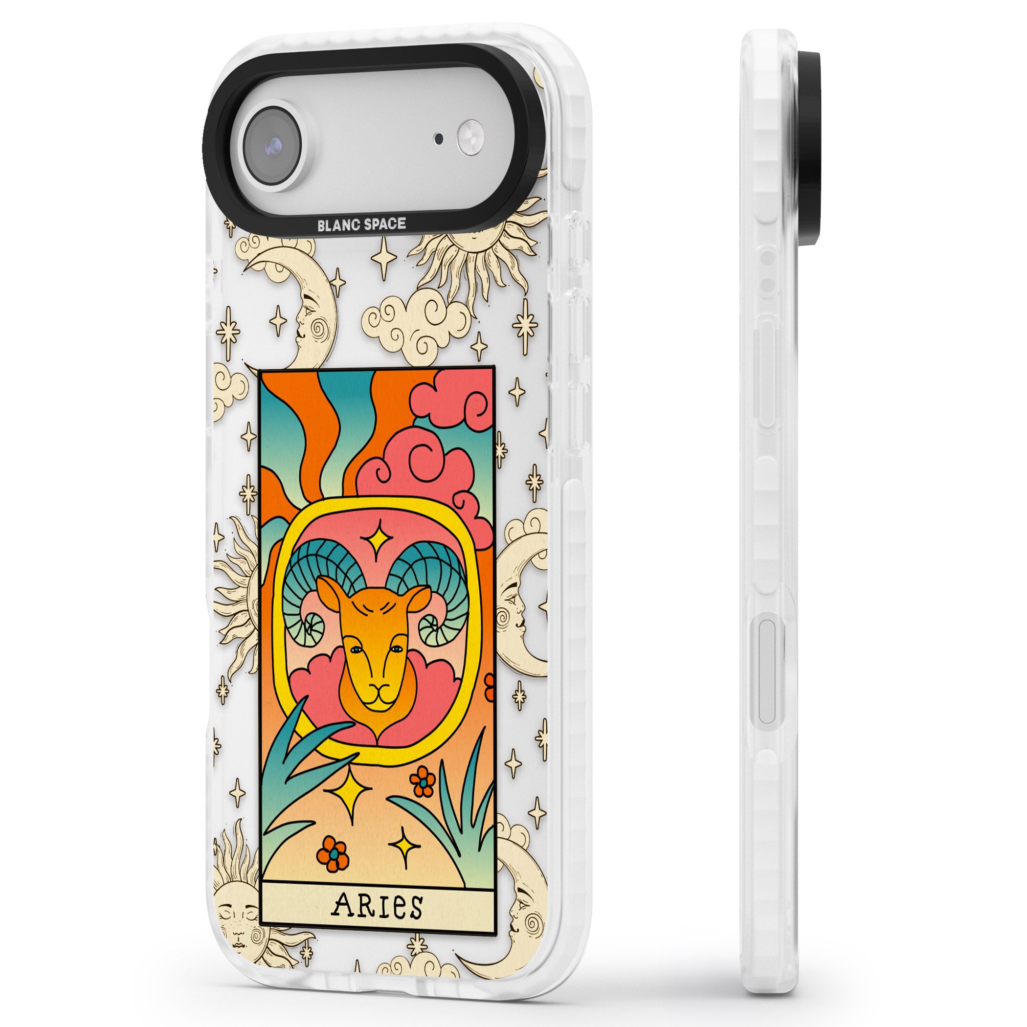 Celestial Zodiac Aries iPhone 17 Air Impact Clear Phone Case Side Profile