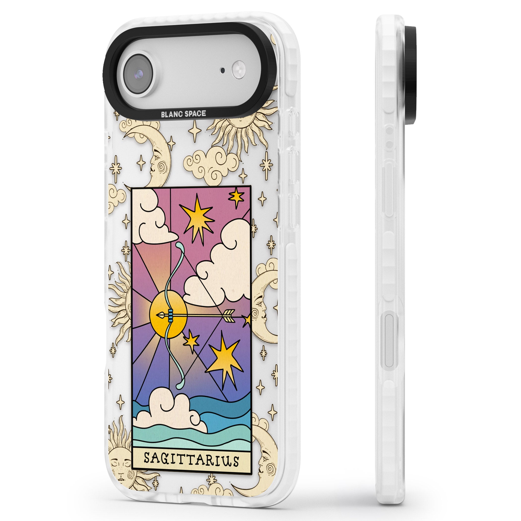 Celestial Zodiac Sagittarius iPhone 17 Air Impact Clear Phone Case Side Profile