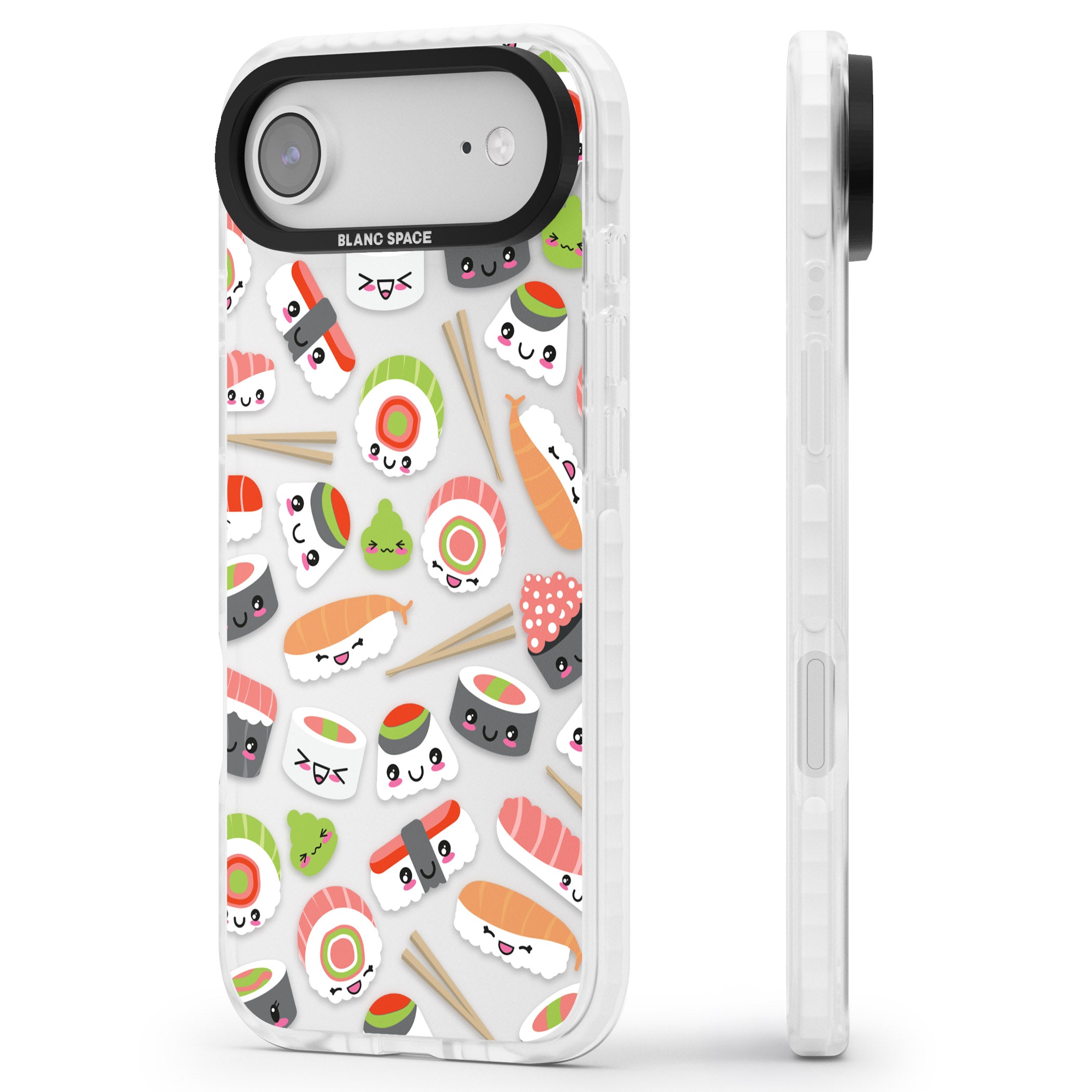 Kawaii Sushi Party iPhone 17 Air Impact Clear Phone Case Side Profile