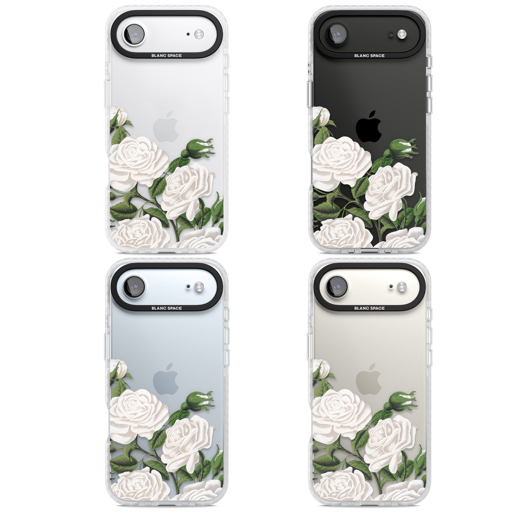 White Vintage Painted Flowers iPhone 17 Air Impact Clear Phone Case APT Impact Protection