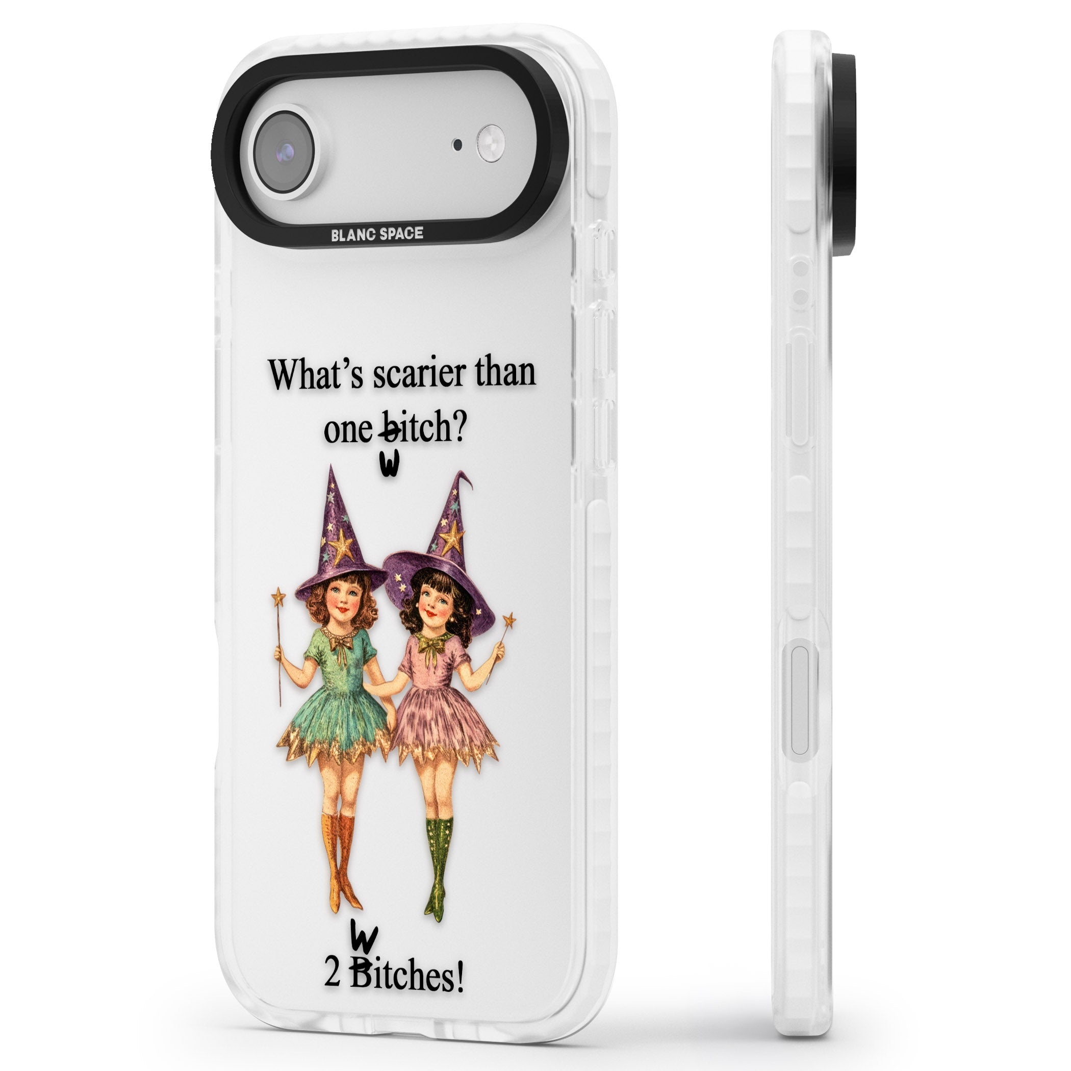 Two Witches iPhone 17 Air Impact Clear Phone Case Side Profile