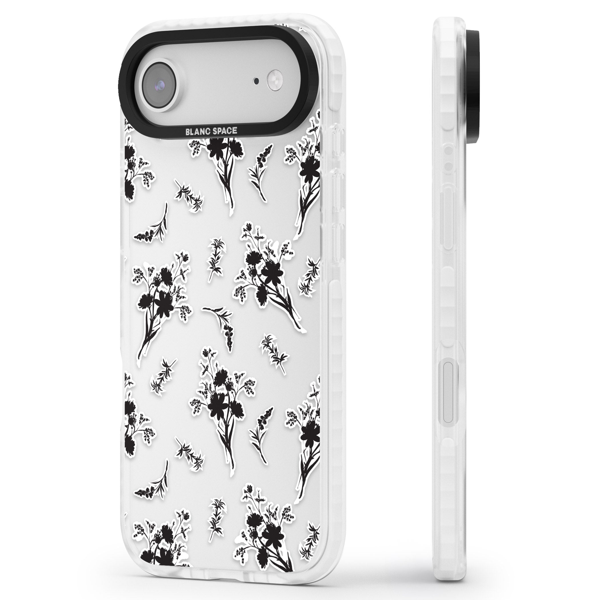 Black Sticker Wildflowers iPhone 17 Air Impact Clear Phone Case Side Profile