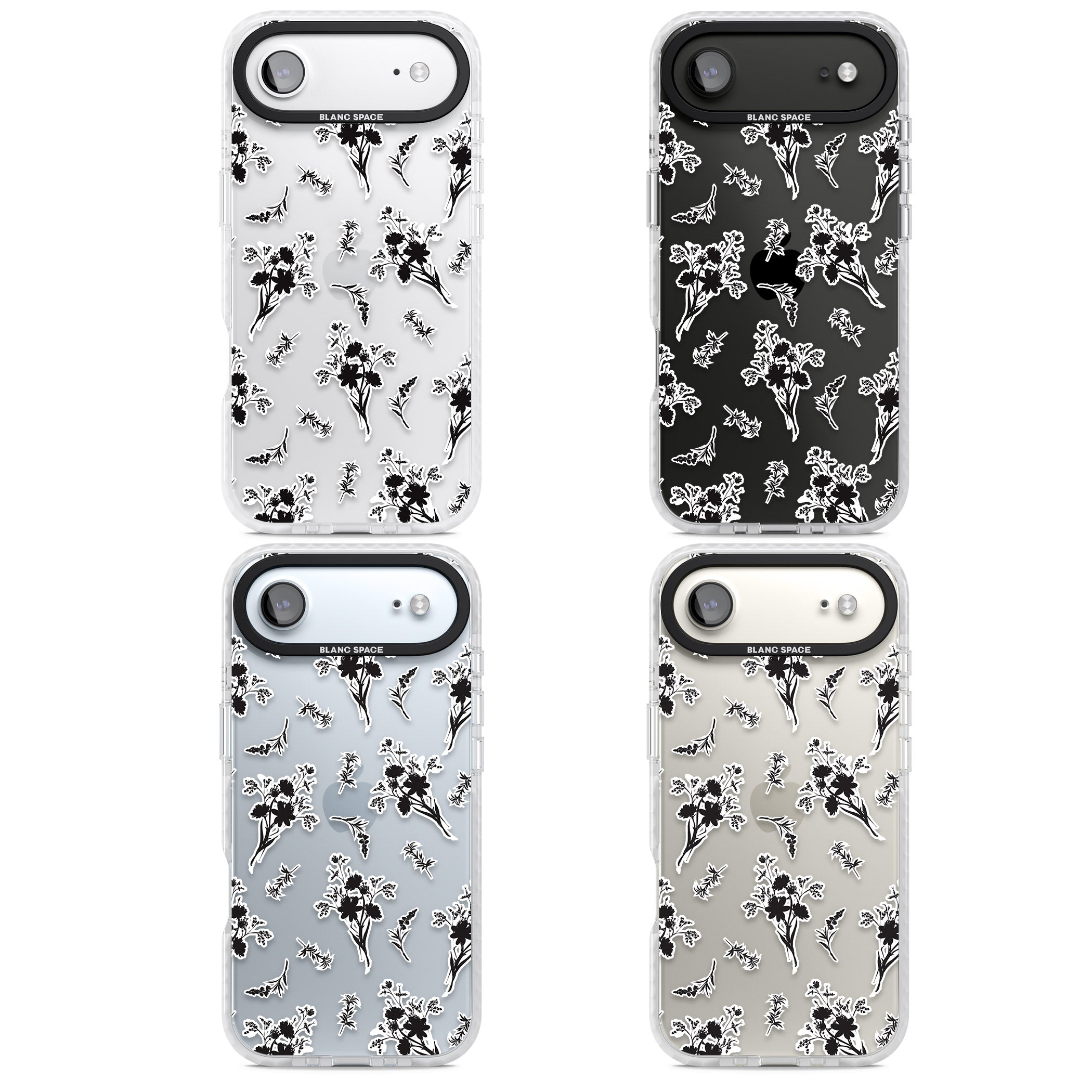 Black Sticker Wildflowers iPhone 17 Air Impact Clear Phone Case APT Impact Protection