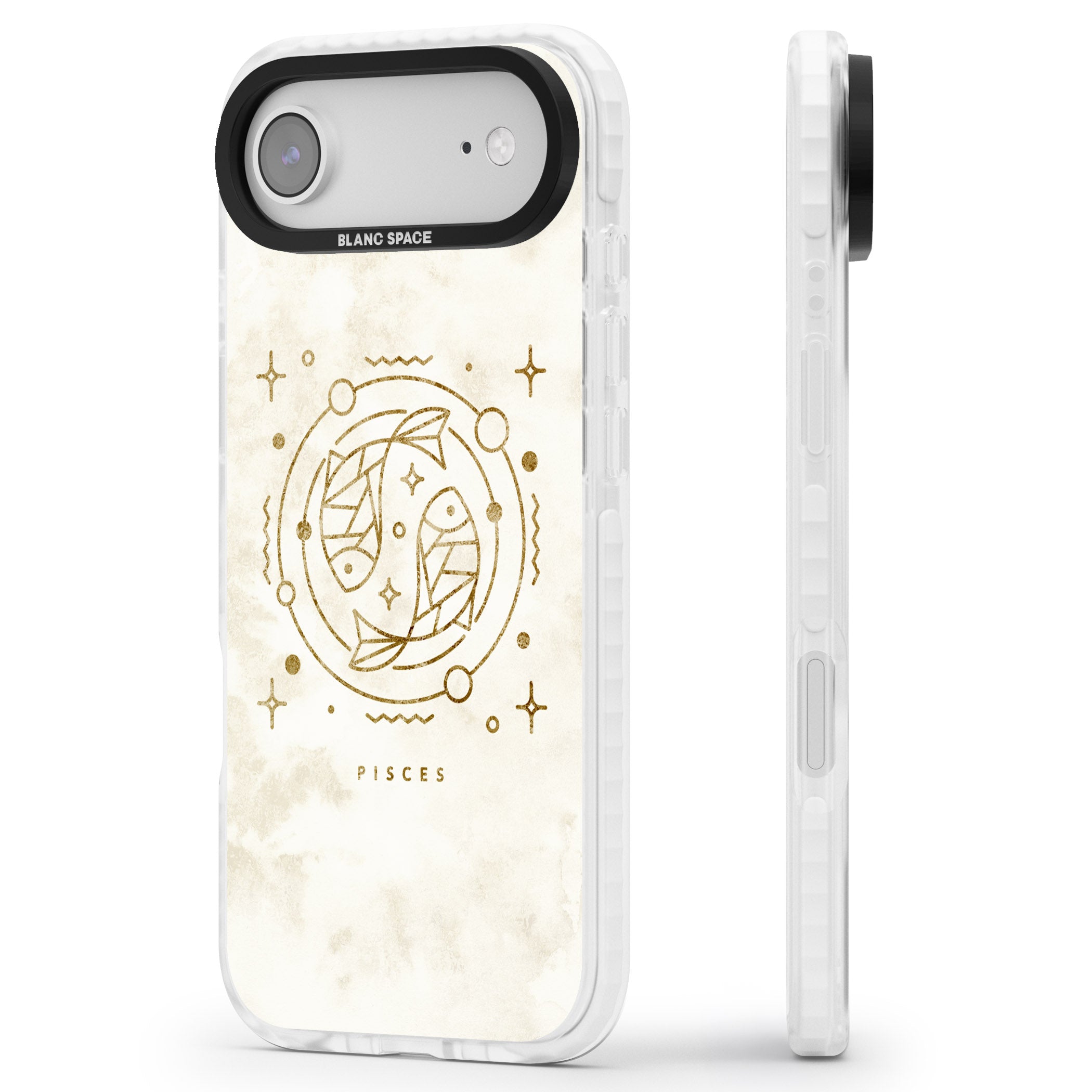 Pisces Emblem iPhone 17 Air Impact Clear Phone Case Side Profile