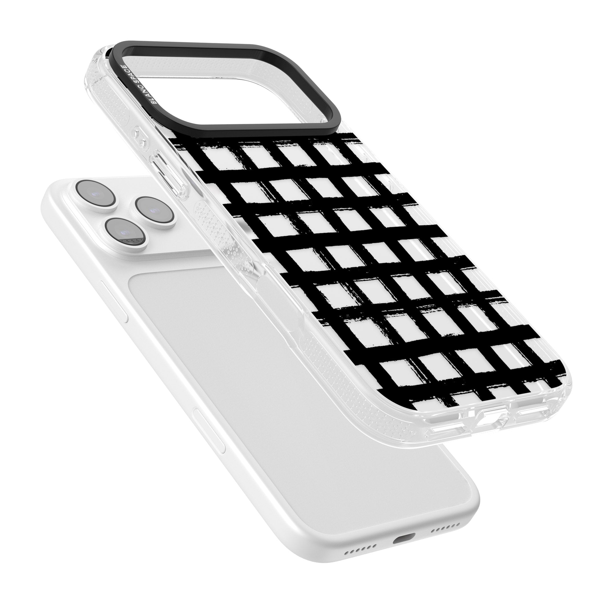 Messy Black Grid Clear iPhone 17 Pro Max Impact Air Clear Phone Case Colours