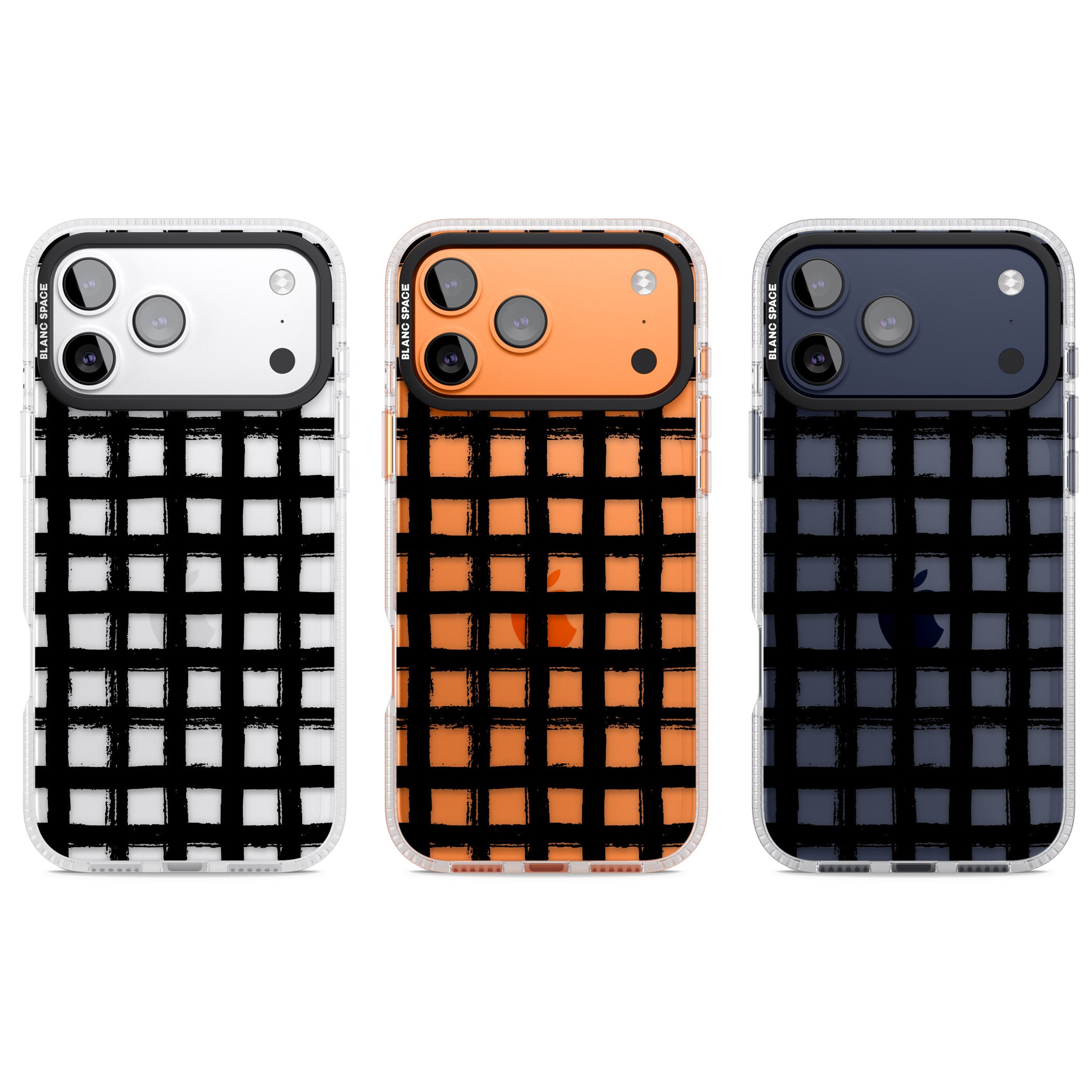 Messy Black Grid Clear iPhone 17 Pro Impact Air Clear Phone Case APT Impact Protection