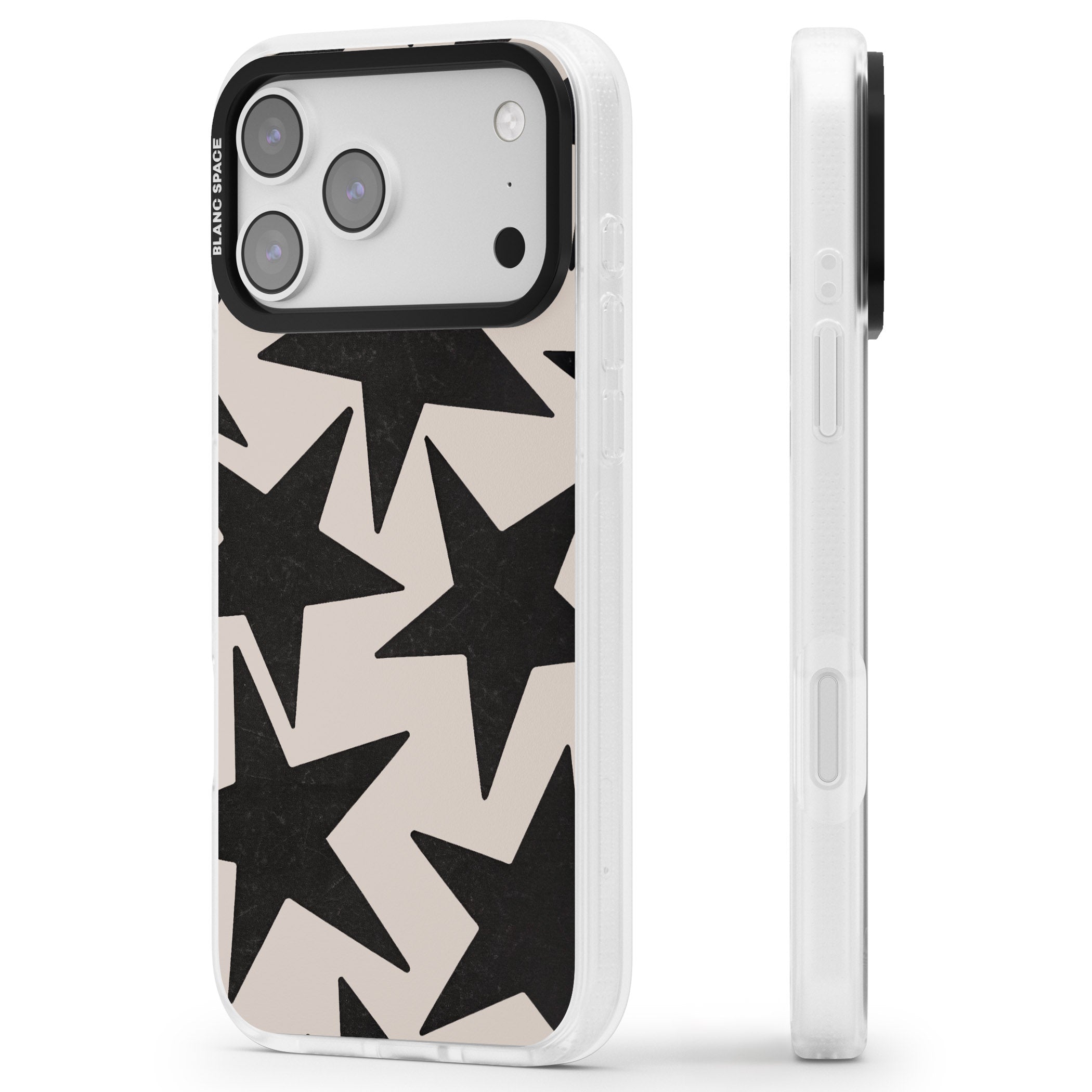 Black Superstars iPhone 17 Pro Max Impact Air Clear Phone Case Side Profile