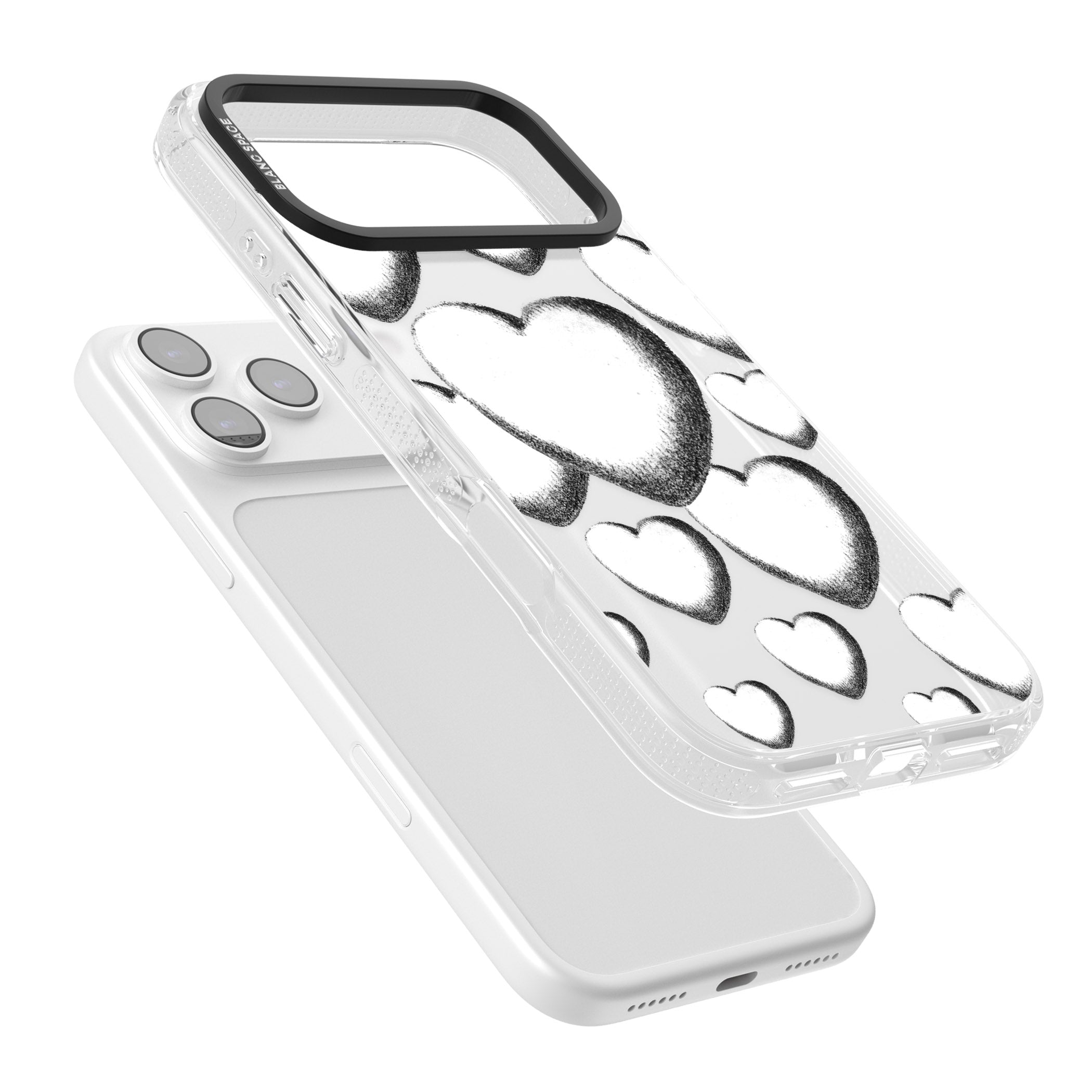 Hand Drawn Hearts iPhone 17 Pro Impact Air Clear Phone Case Colours