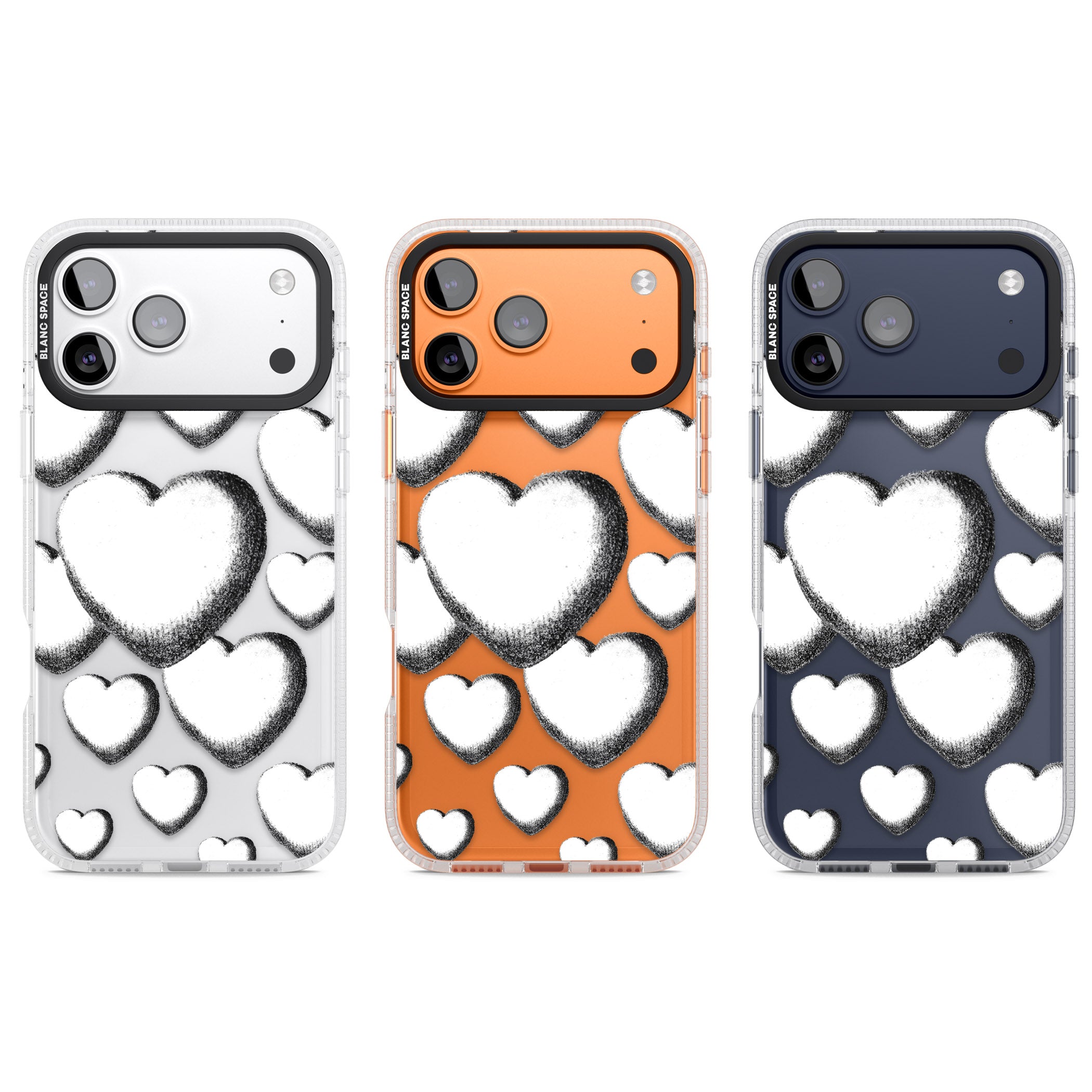 Hand Drawn Hearts iPhone 17 Pro Impact Air Clear Phone Case APT Impact Protection