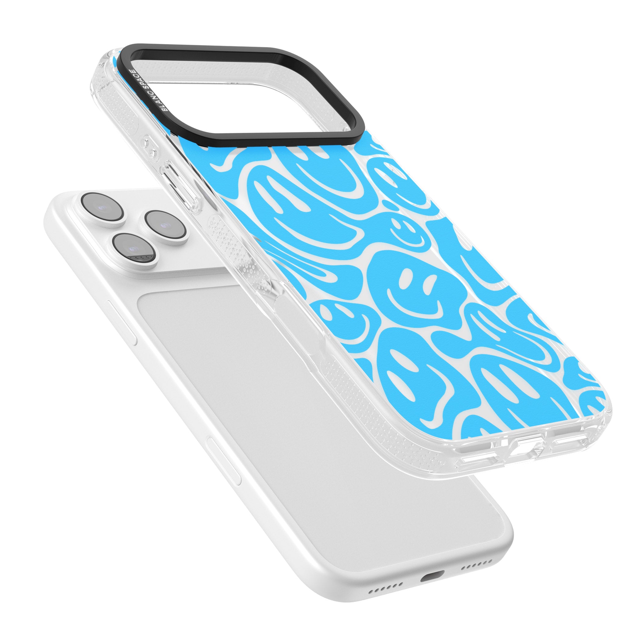 Blue Acid Faces iPhone 17 Pro Impact Air Clear Phone Case Colours