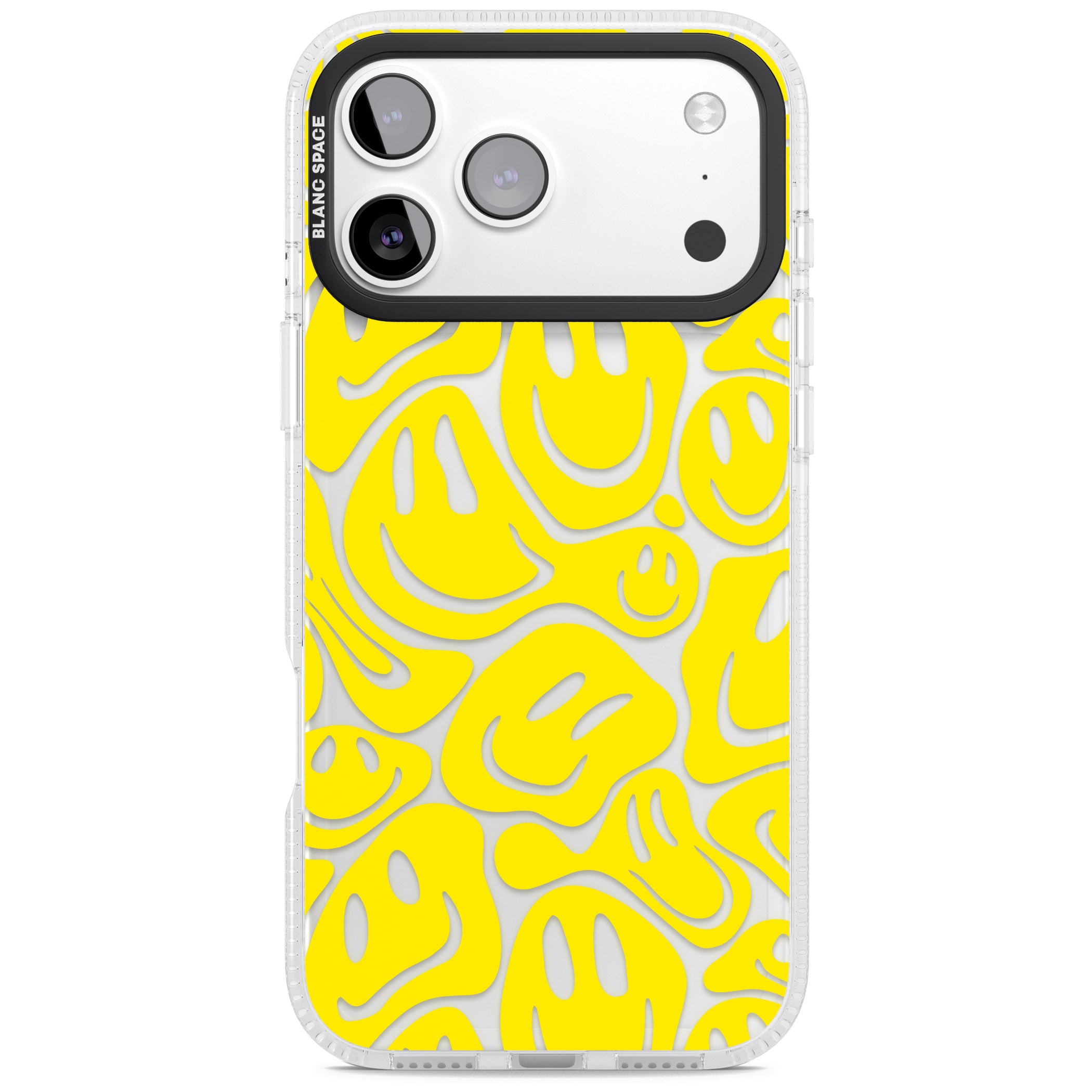Yellow Acid Faces iPhone 17 Pro Impact Air Clear Phone Case