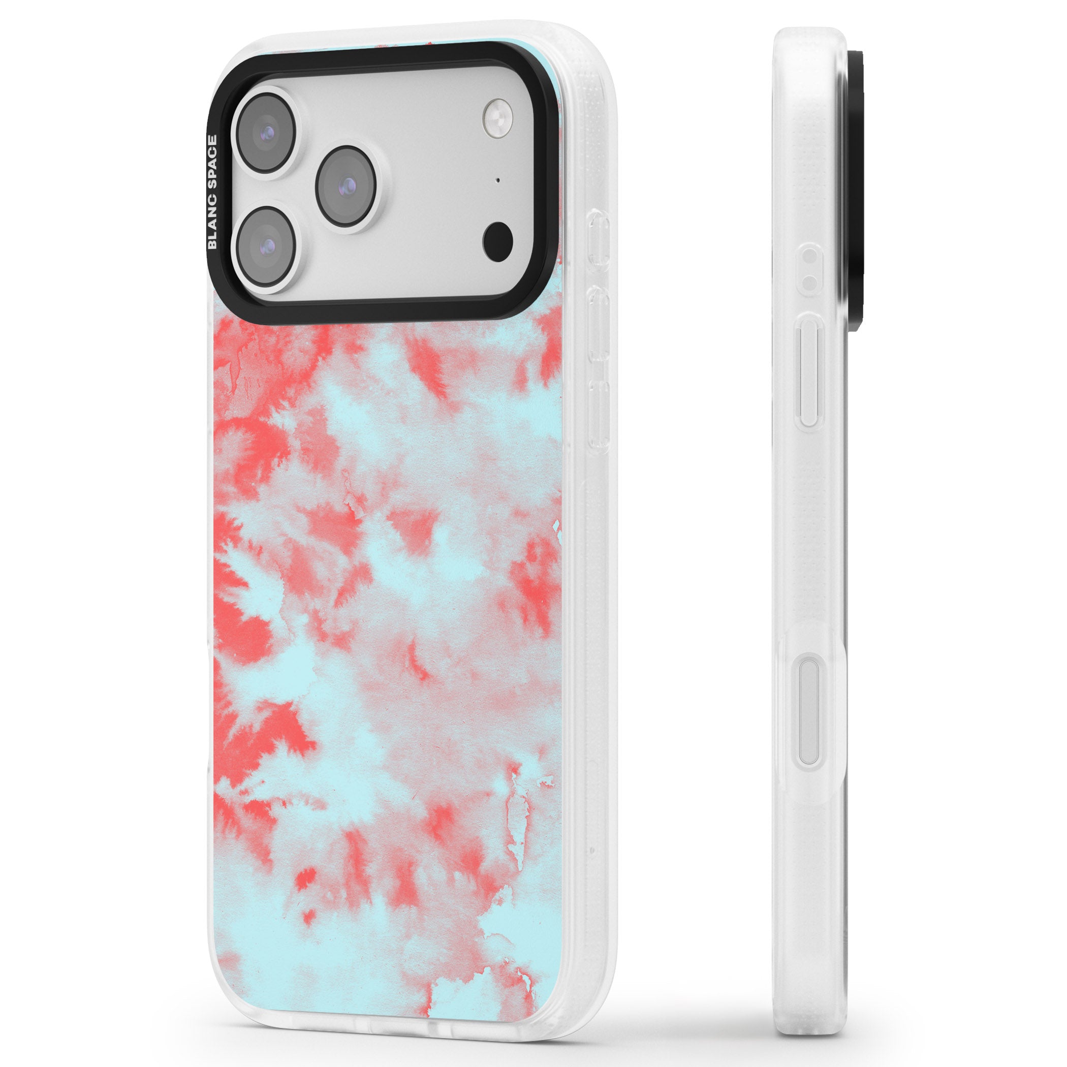 Red & Blue Acid Cloud iPhone 17 Pro Max Impact Air Clear Phone Case Side Profile