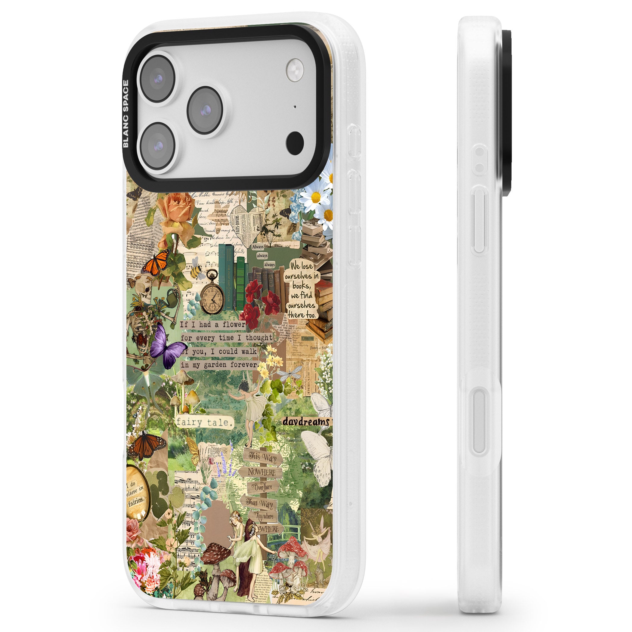 Enchanted Collage iPhone 17 Pro Impact Air Clear Phone Case Side Profile