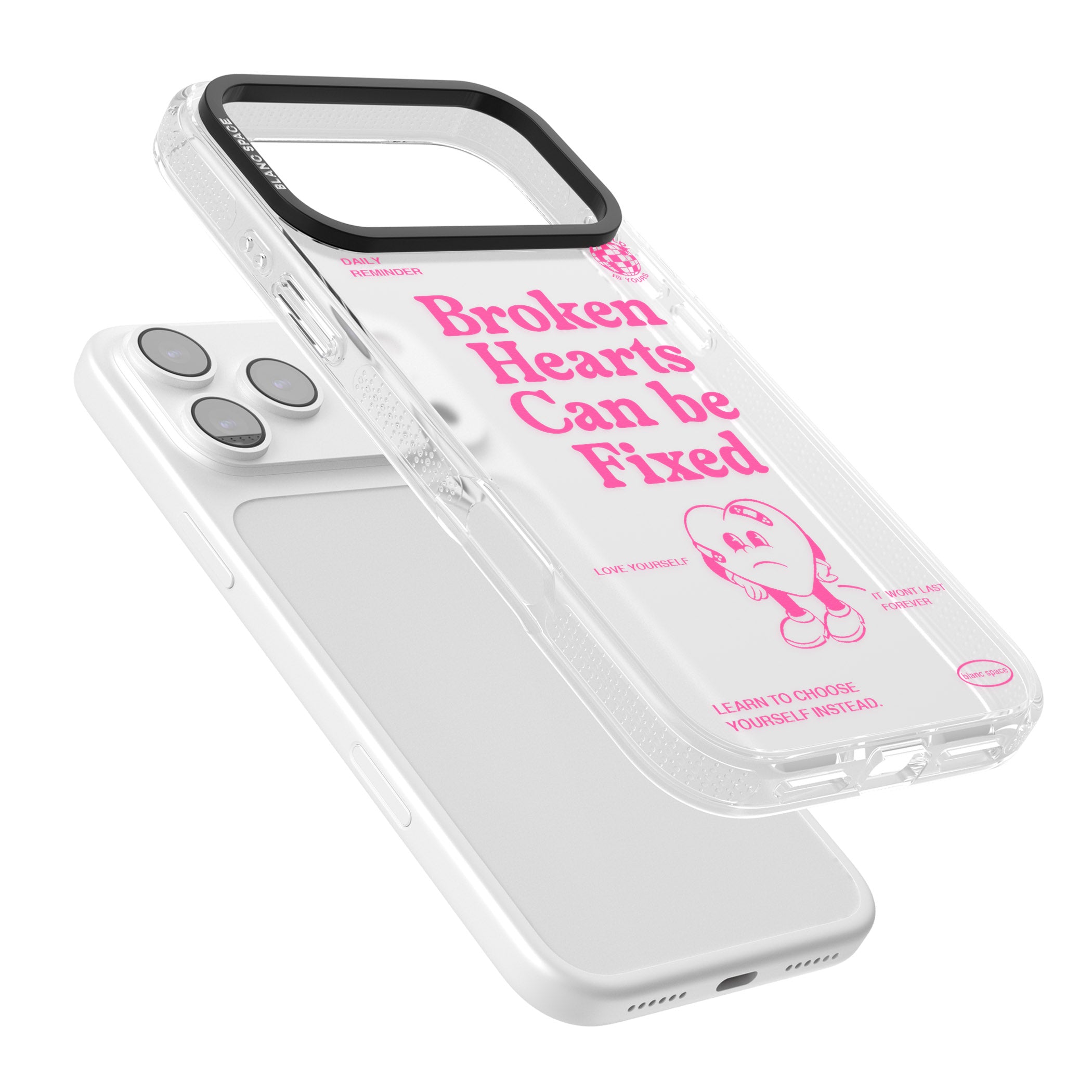Broken Hearts Can Be Fixed iPhone 17 Pro Impact Air Clear Phone Case Colours