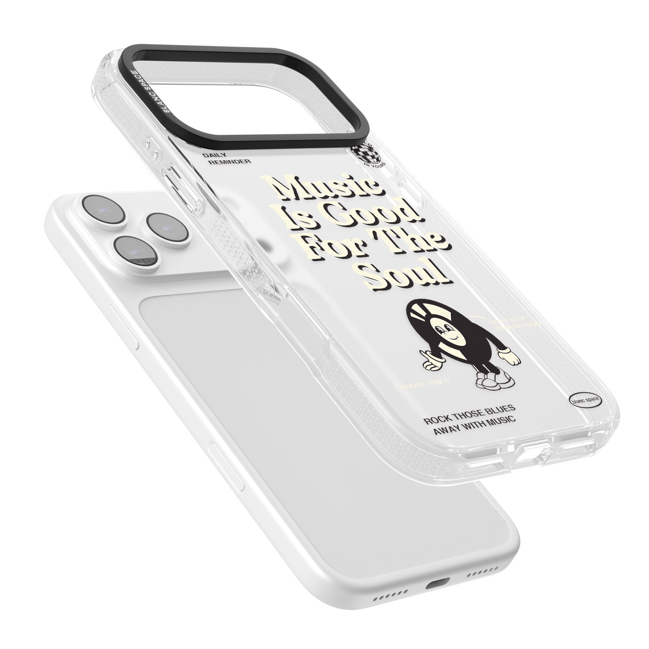 Music Is Good For The Soul iPhone 17 Pro Impact Air Clear Phone Case Colours