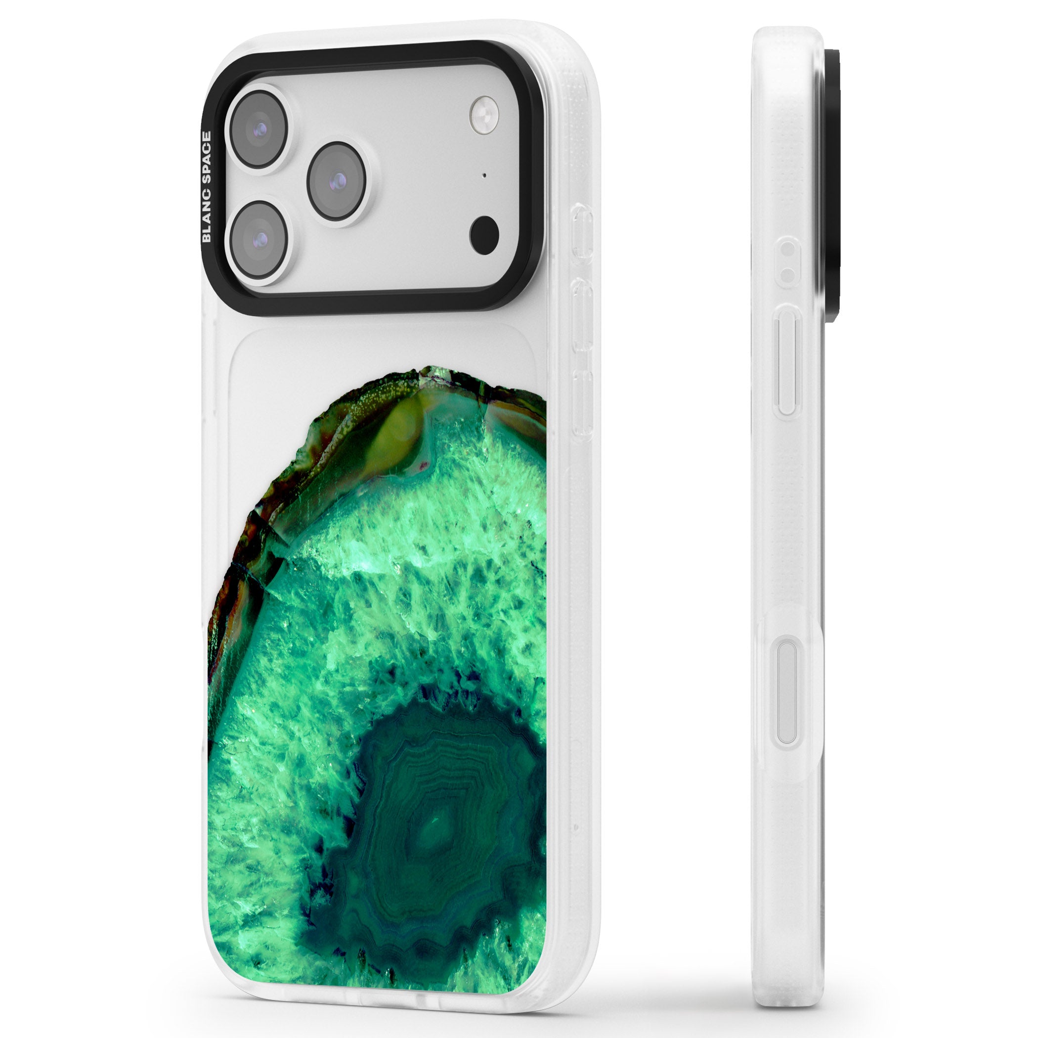 Emerald Geode iPhone 17 Pro Max Impact Air Clear Phone Case Side Profile