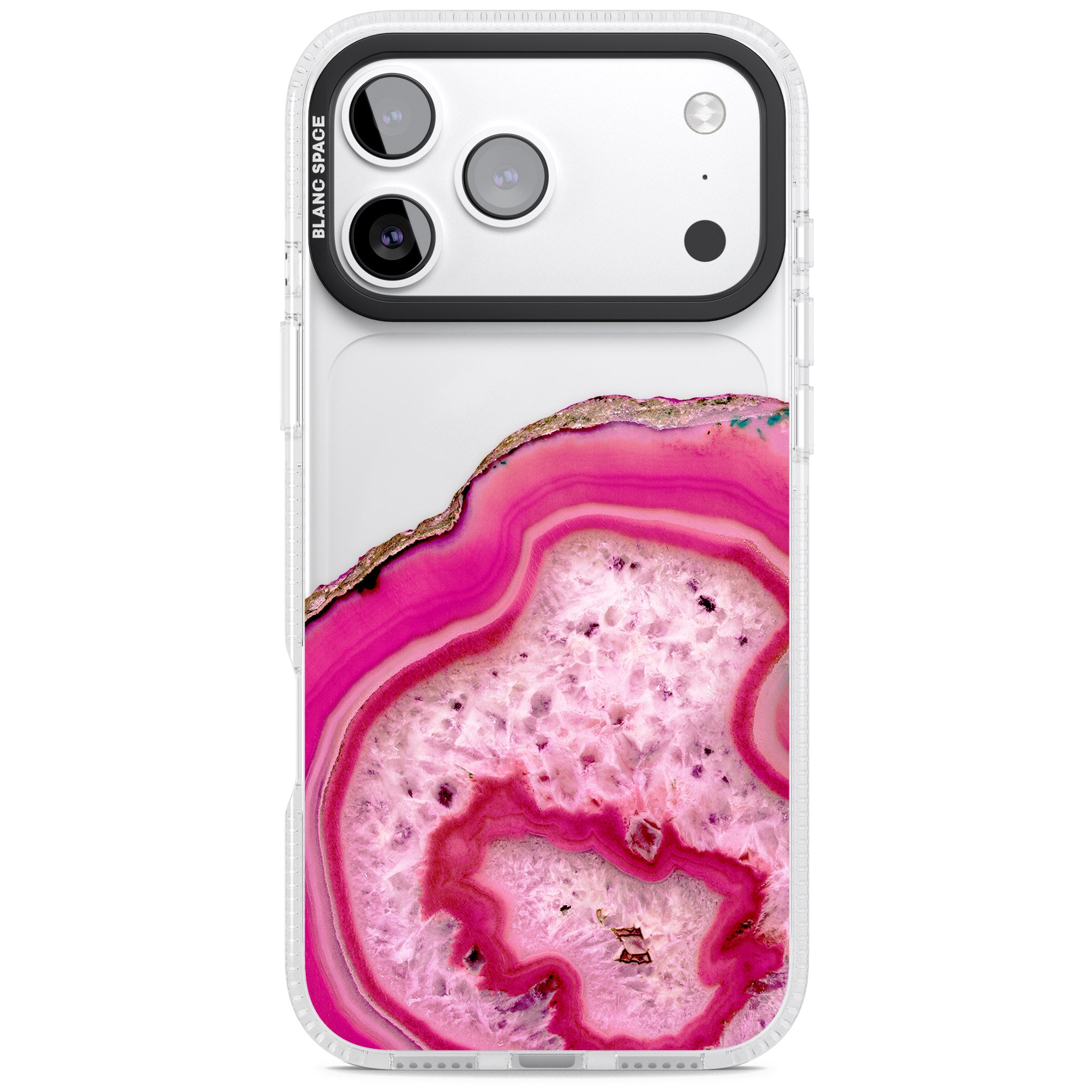 Pink Geode Crystal iPhone 17 Pro Impact Air Clear Phone Case