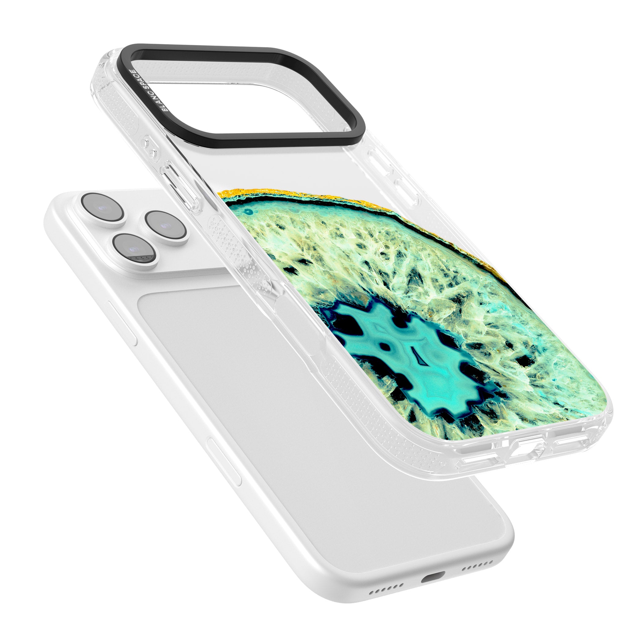 Turquoise Geode Crystal iPhone 17 Pro Max Impact Air Clear Phone Case Colours