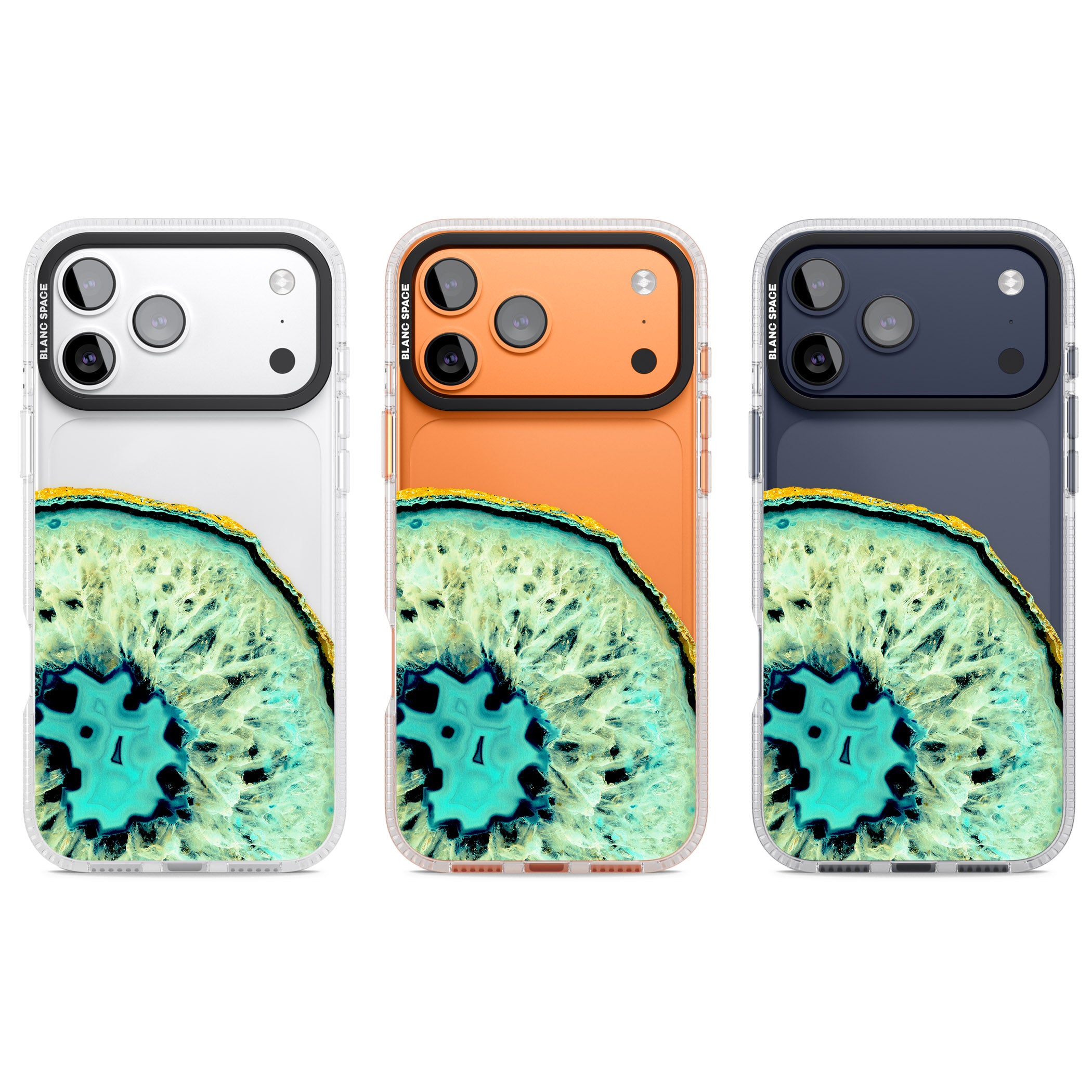 Turquoise Geode Crystal iPhone 17 Pro Impact Air Clear Phone Case APT Impact Protection