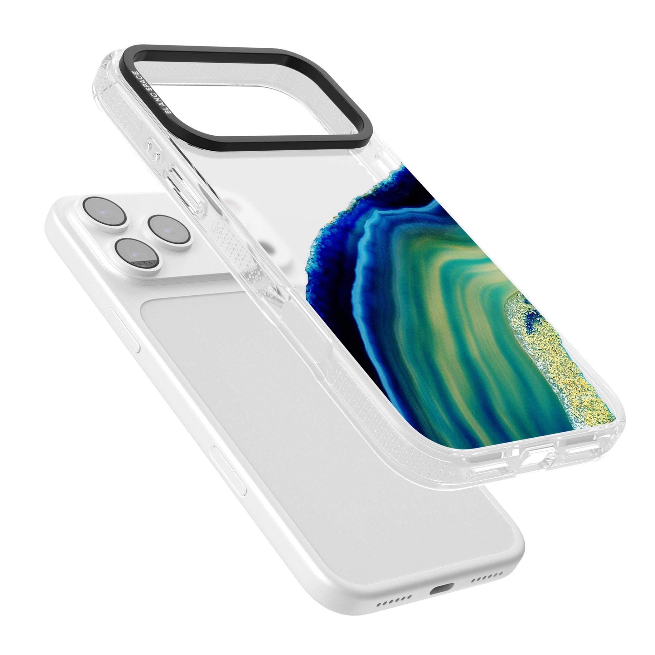 Green & Blue Emerald Geode iPhone 17 Pro Impact Air Clear Phone Case Colours