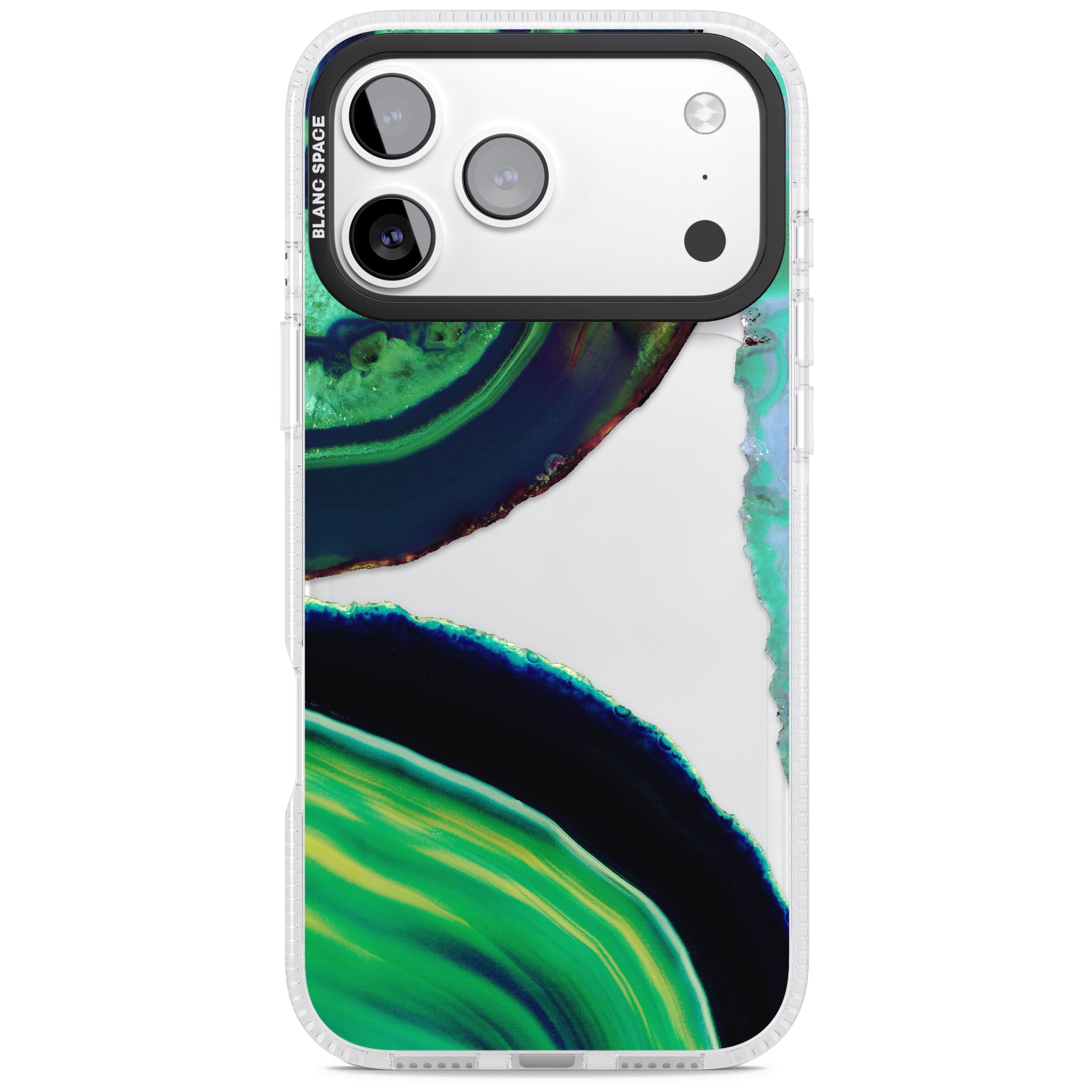 Green Geode Glow iPhone 17 Pro Impact Air Clear Phone Case