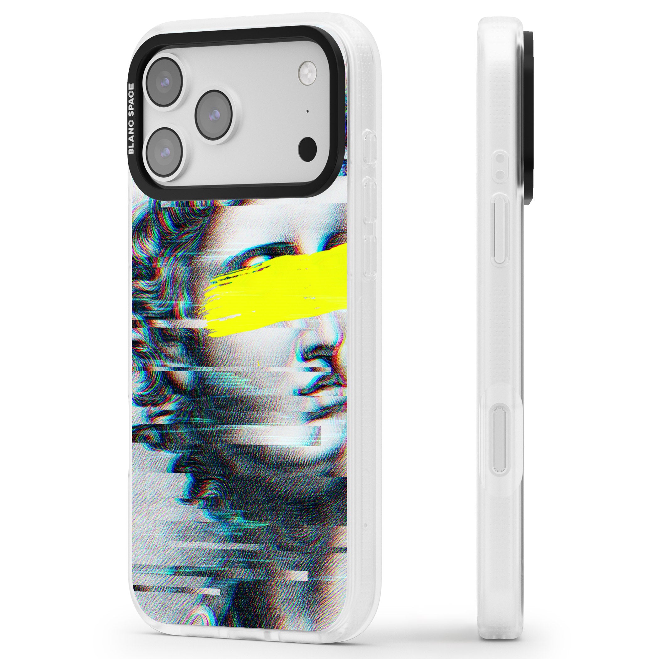 Glitched Fragment iPhone 17 Pro Max Impact Air Clear Phone Case Side Profile