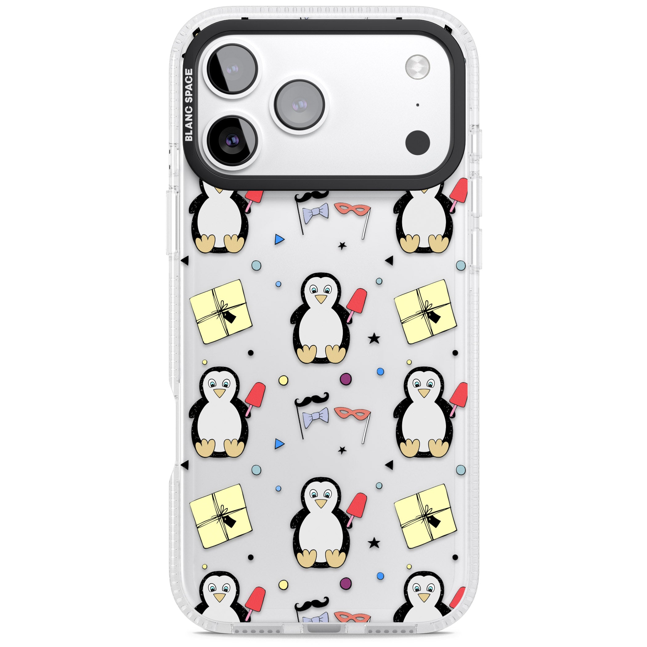Cute Penguin Pattern Clear iPhone 17 Pro Max Impact Air Clear Phone Case