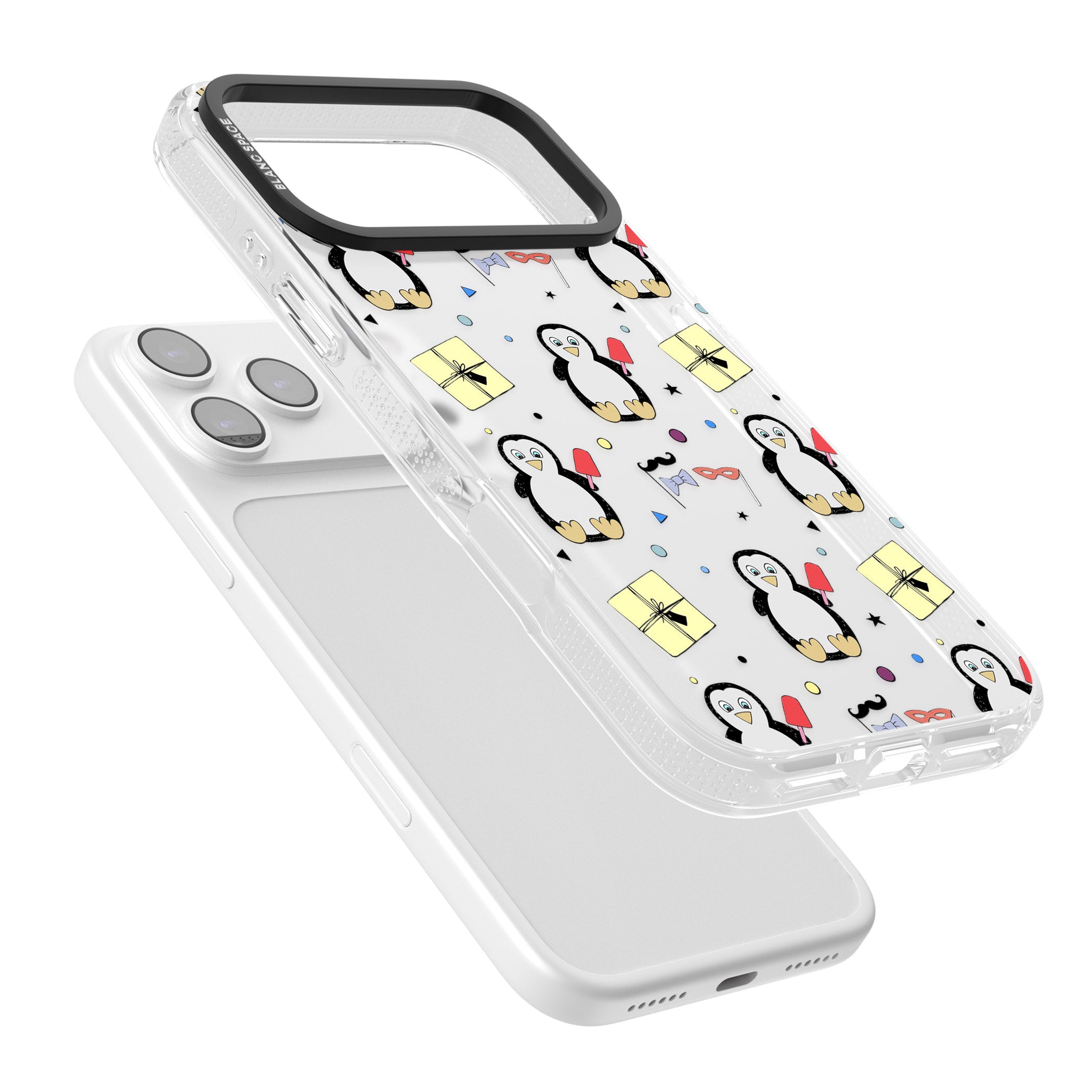 Cute Penguin Pattern Clear iPhone 17 Pro Max Impact Air Clear Phone Case Colours