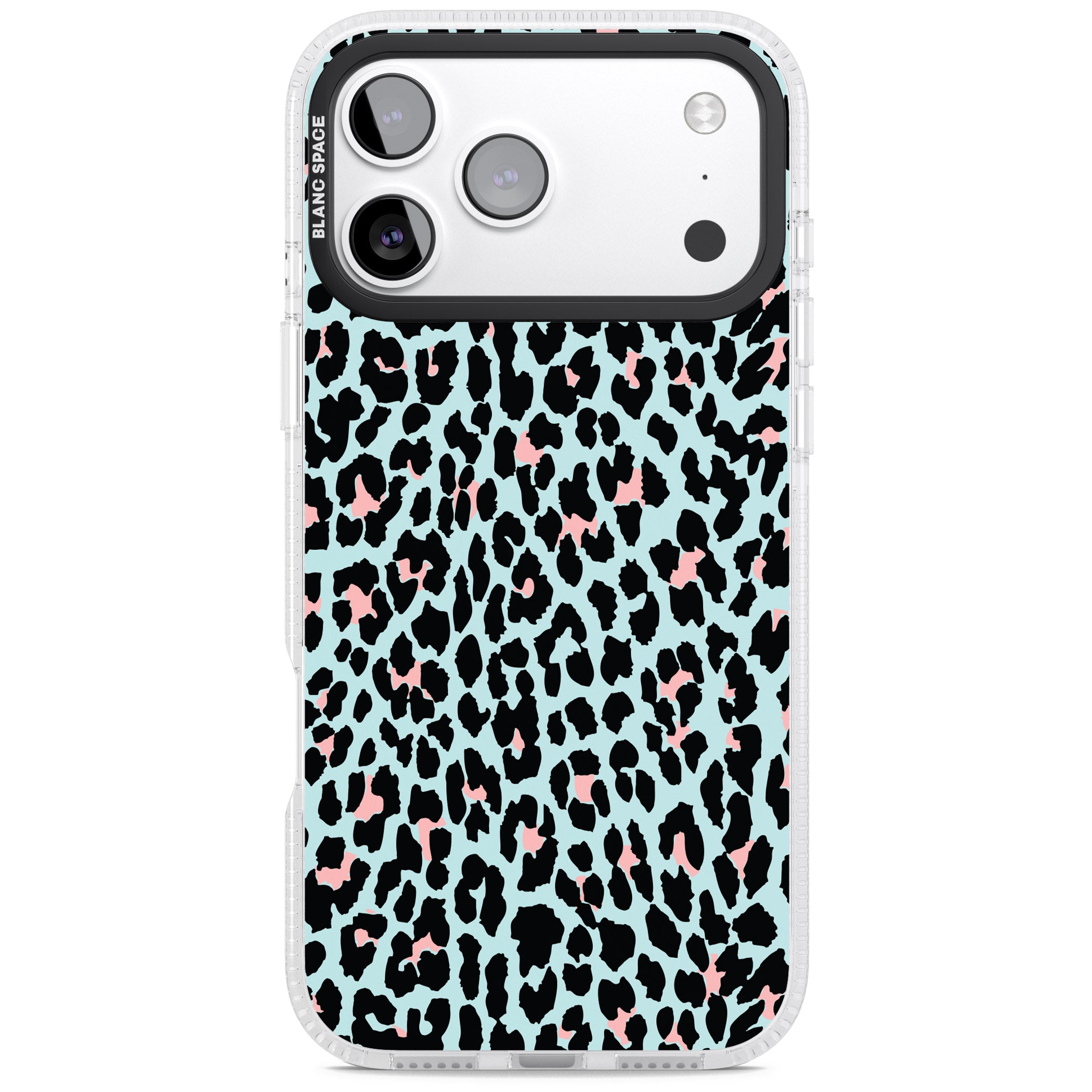 Pastel Blue & Pink Leopard Print iPhone 17 Pro Impact Air Clear Phone Case