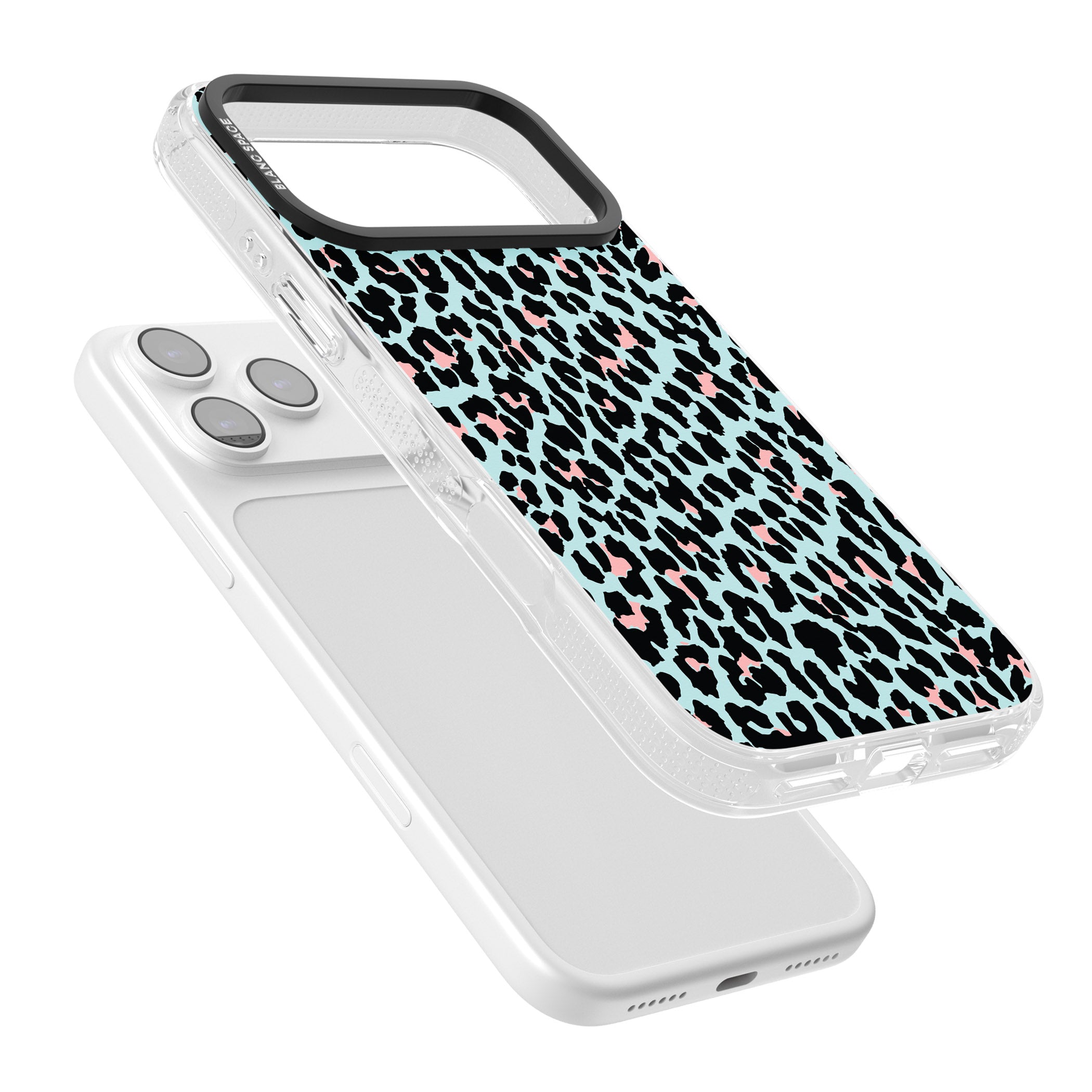 Pastel Blue & Pink Leopard Print iPhone 17 Pro Max Impact Air Clear Phone Case Colours