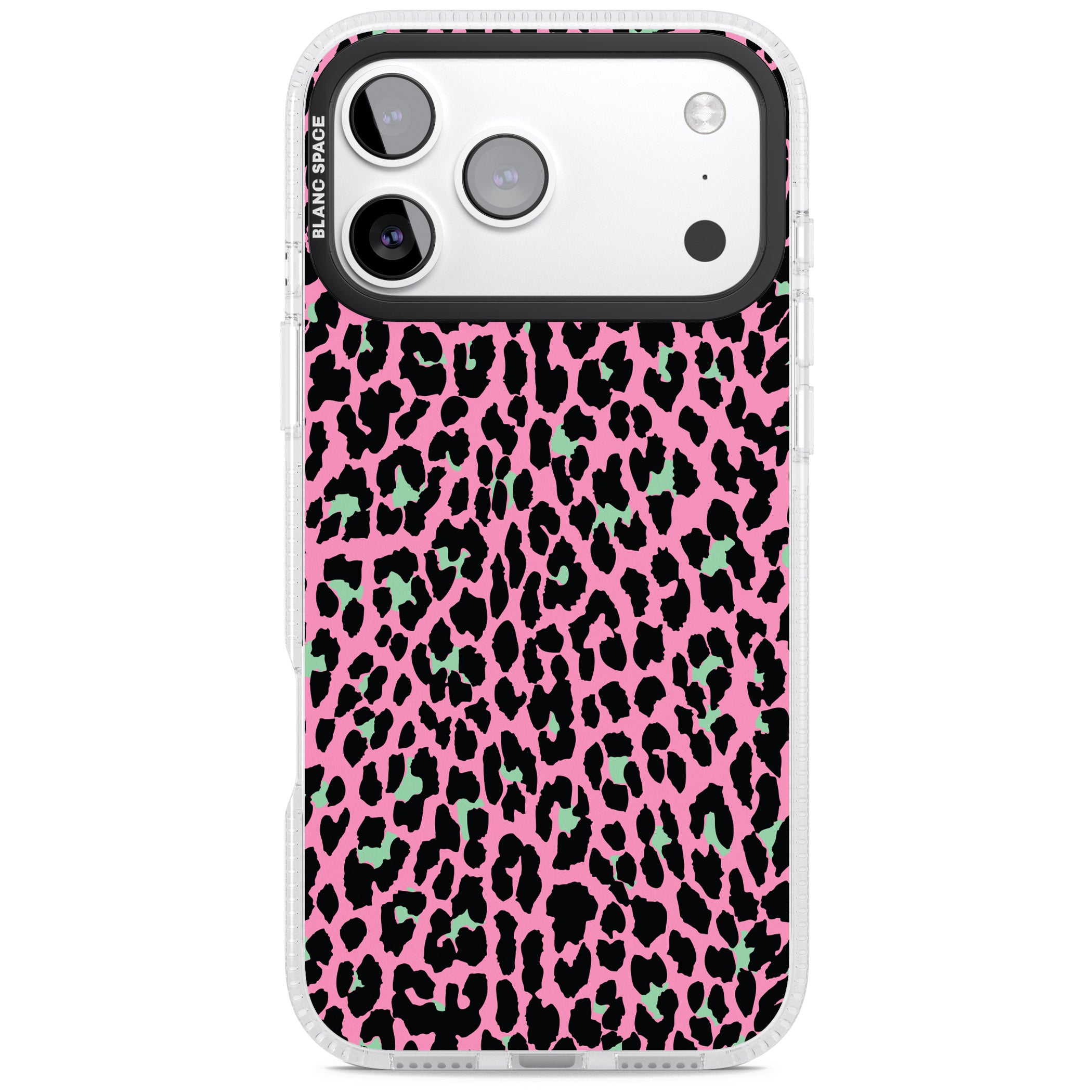 Pink & Green Leopard iPhone 17 Pro Max Impact Air Clear Phone Case