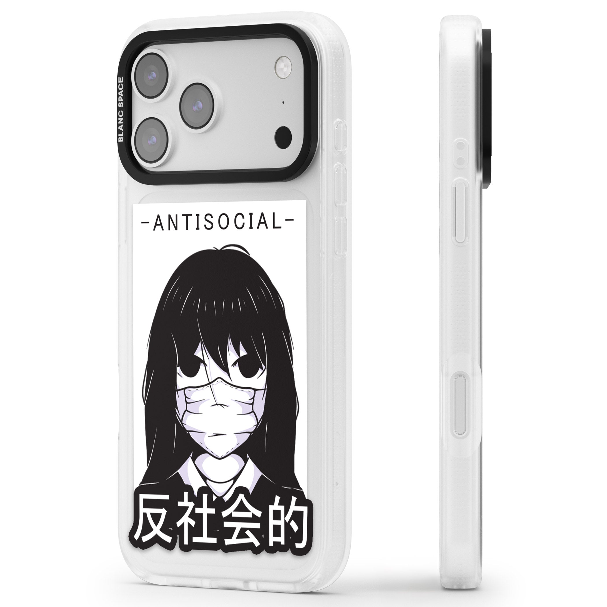 Anti Social iPhone 17 Pro Max Impact Air Clear Phone Case Side Profile