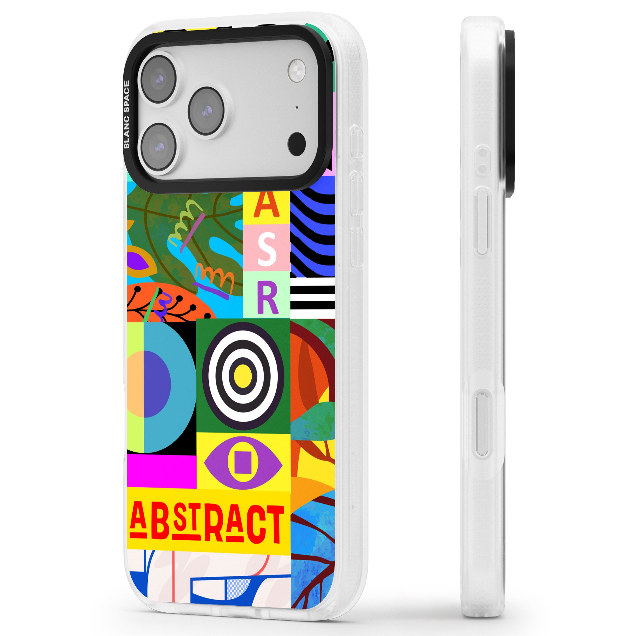 Abstract Pattern Patchwork iPhone 17 Pro Max Impact Air Clear Phone Case Side Profile