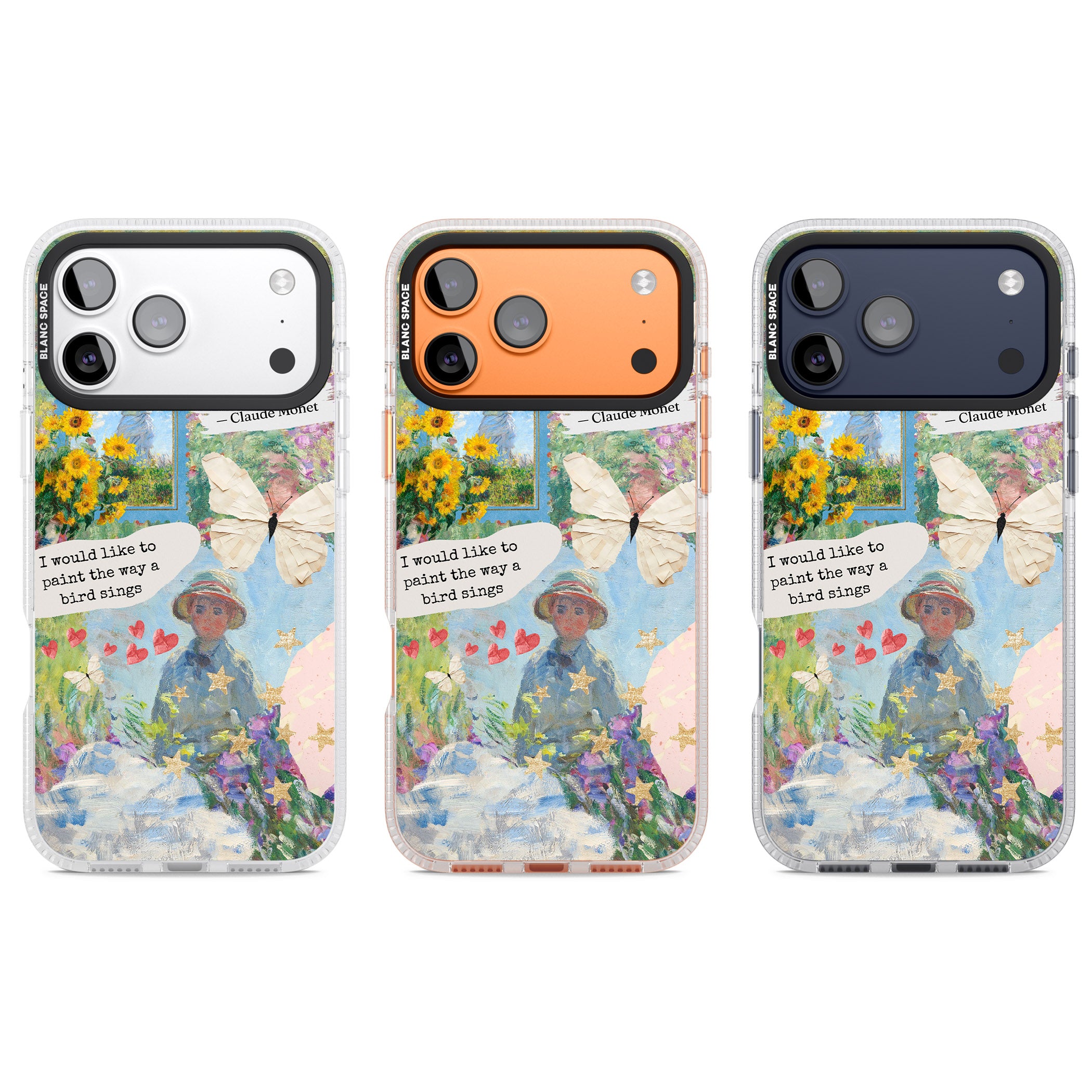 Monet 'Way A Bird Sings' Collage iPhone 17 Pro Impact Air Clear Phone Case APT Impact Protection