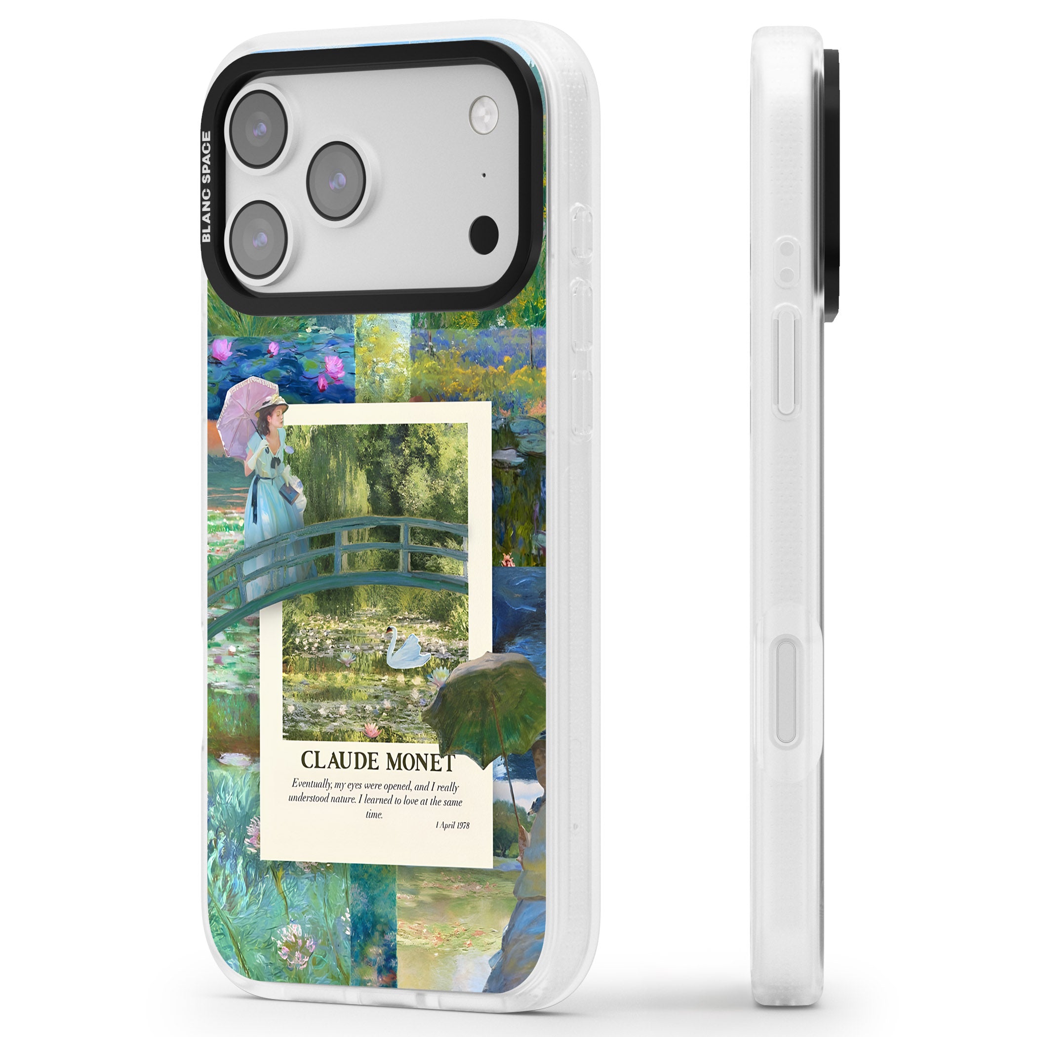 Monet Gardens iPhone 17 Pro Impact Air Clear Phone Case Side Profile