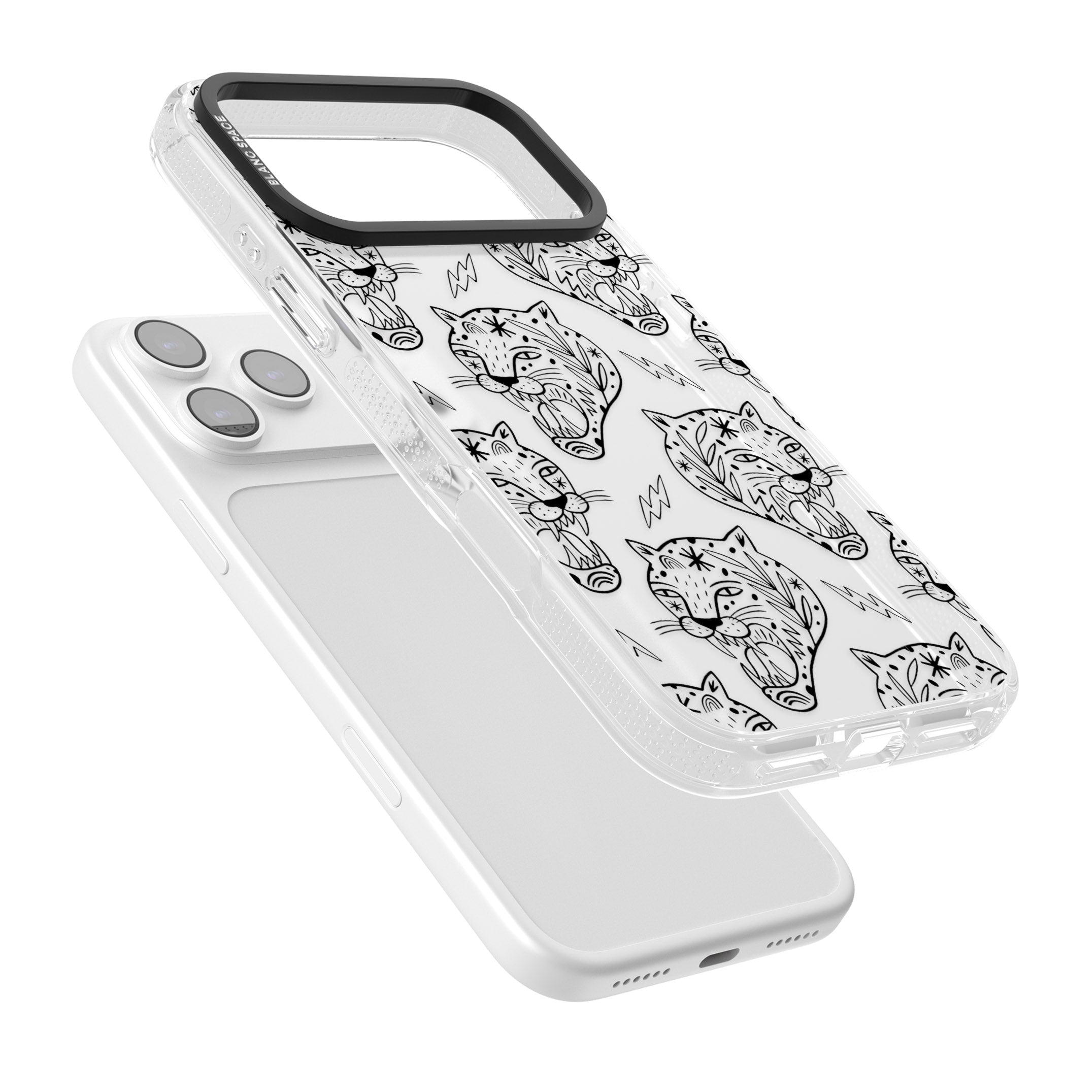 Black Tiger Roar Pattern iPhone 17 Pro Impact Air Clear Phone Case Colours