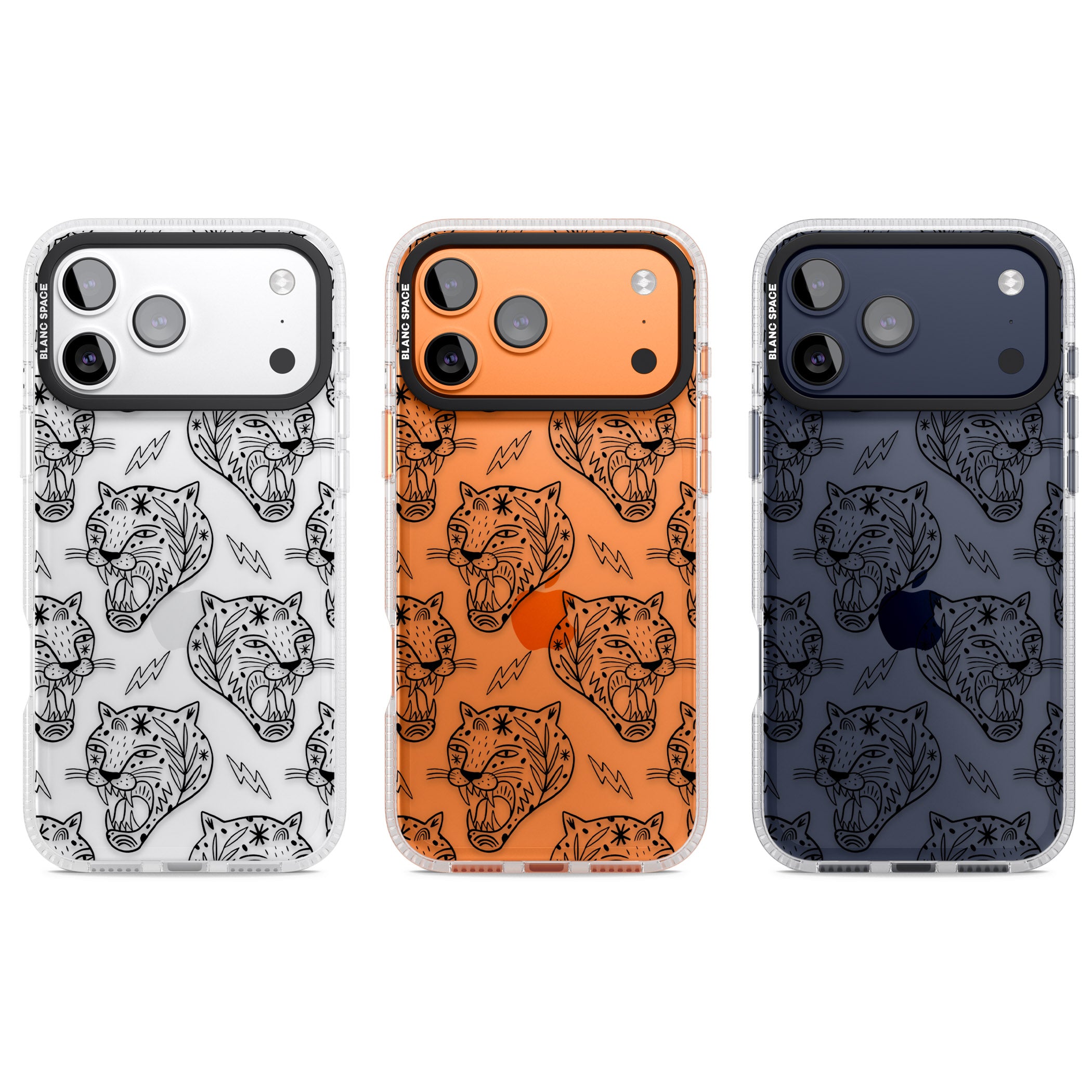 Black Tiger Roar Pattern iPhone 17 Pro Impact Air Clear Phone Case APT Impact Protection