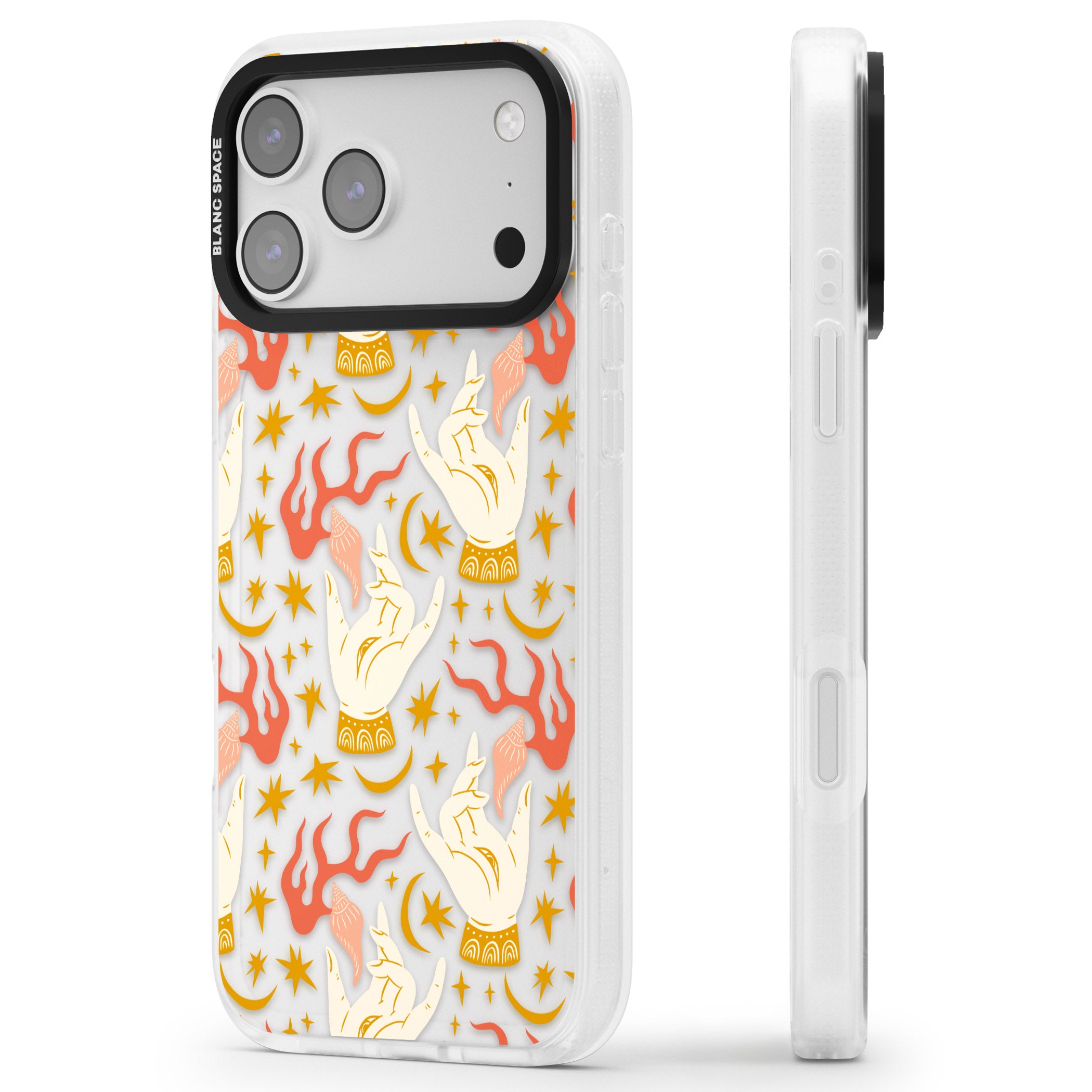 Hand Watcher Pattern iPhone 17 Pro Impact Air Clear Phone Case Side Profile