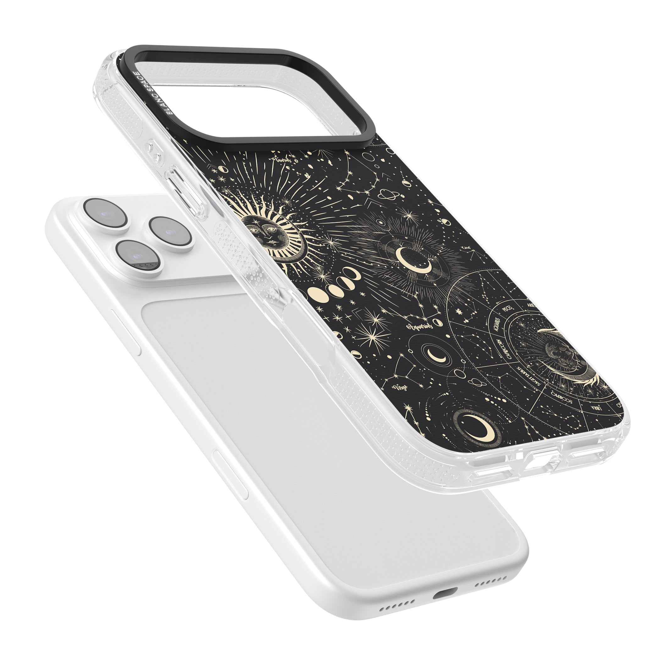 Suns & Zodiac Celestial Chart iPhone 17 Pro Impact Air Clear Phone Case Colours