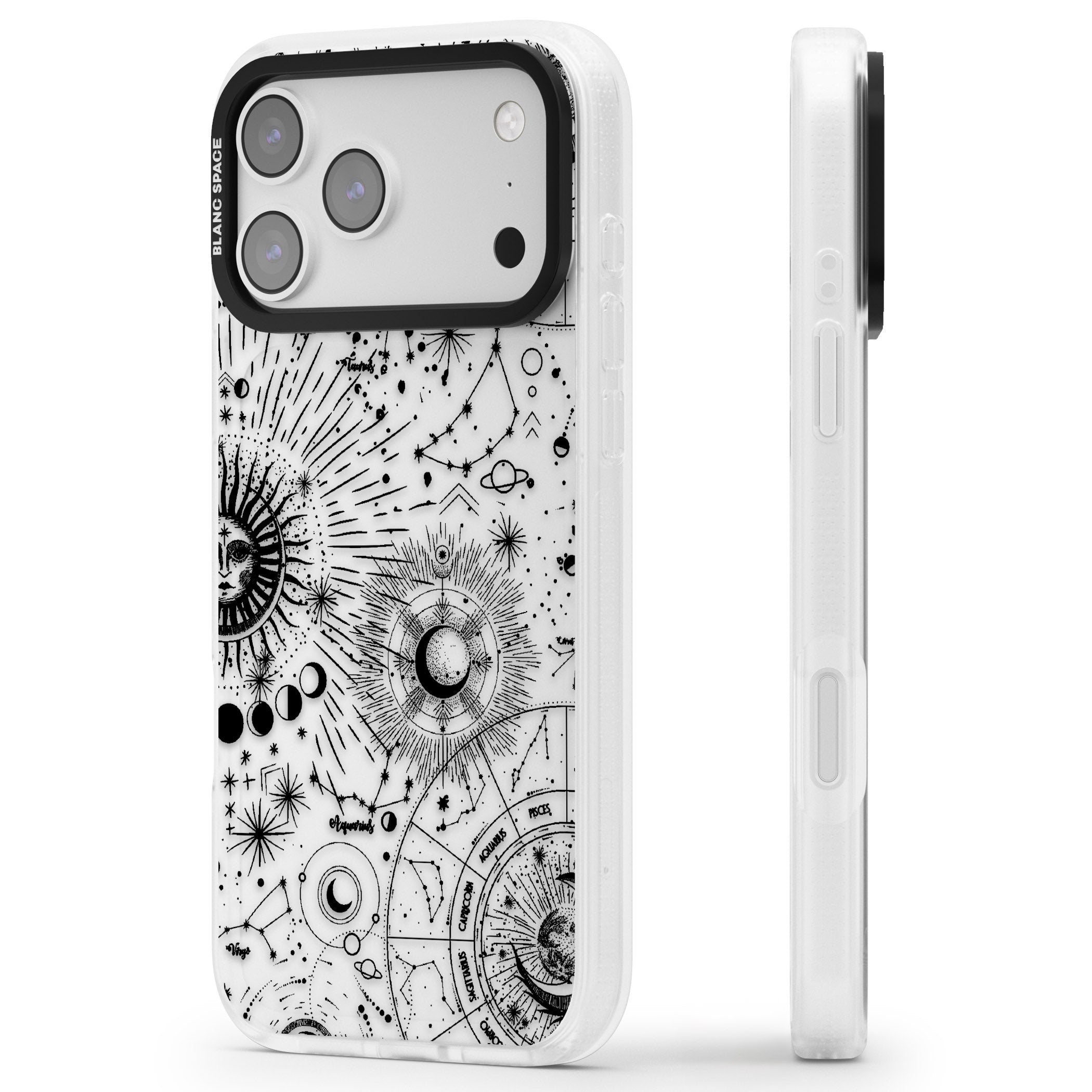 Celestial Chart iPhone 17 Pro Max Impact Air Clear Phone Case Side Profile