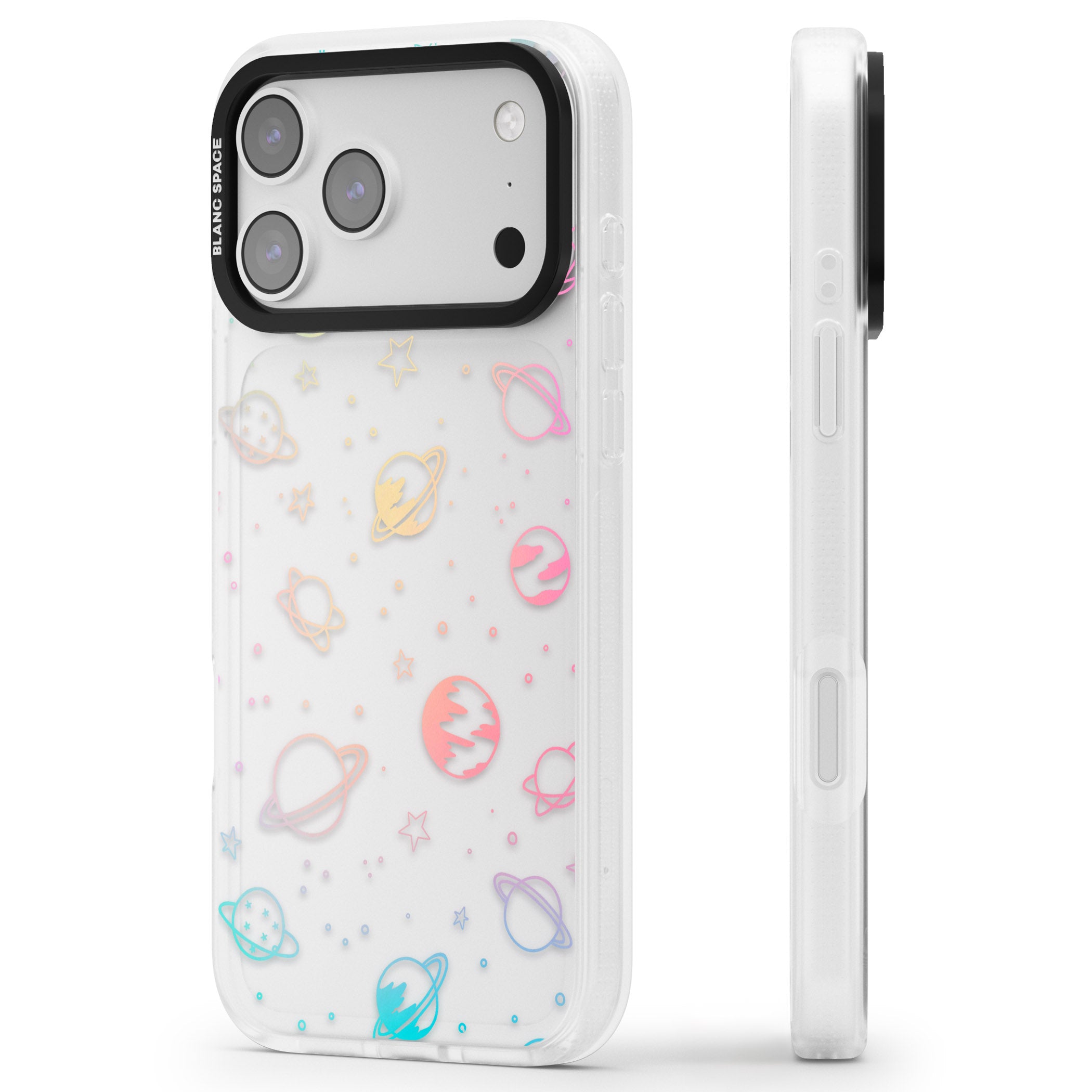 Pastel Space Universe iPhone 17 Pro Impact Air Clear Phone Case Side Profile