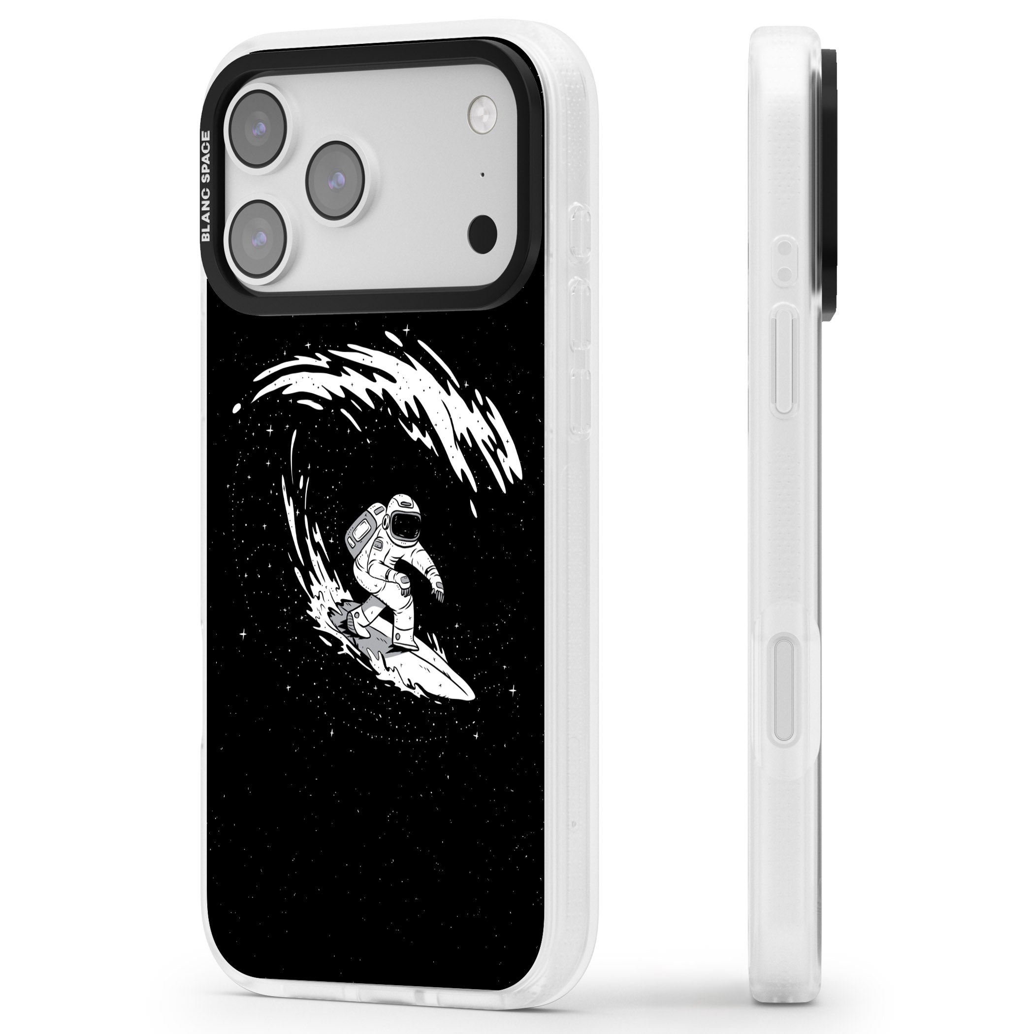 Cosmic Surf iPhone 17 Pro Max Impact Air Clear Phone Case Side Profile