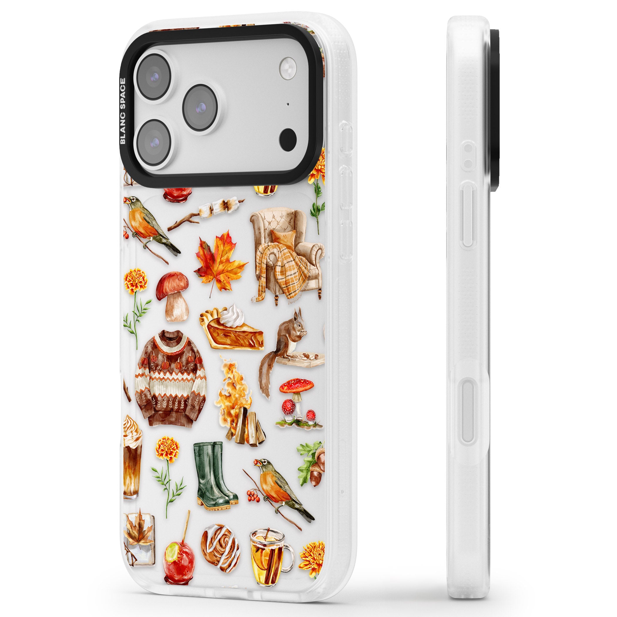 Cozy Autumn Aesthetic iPhone 17 Pro Impact Air Clear Phone Case Side Profile