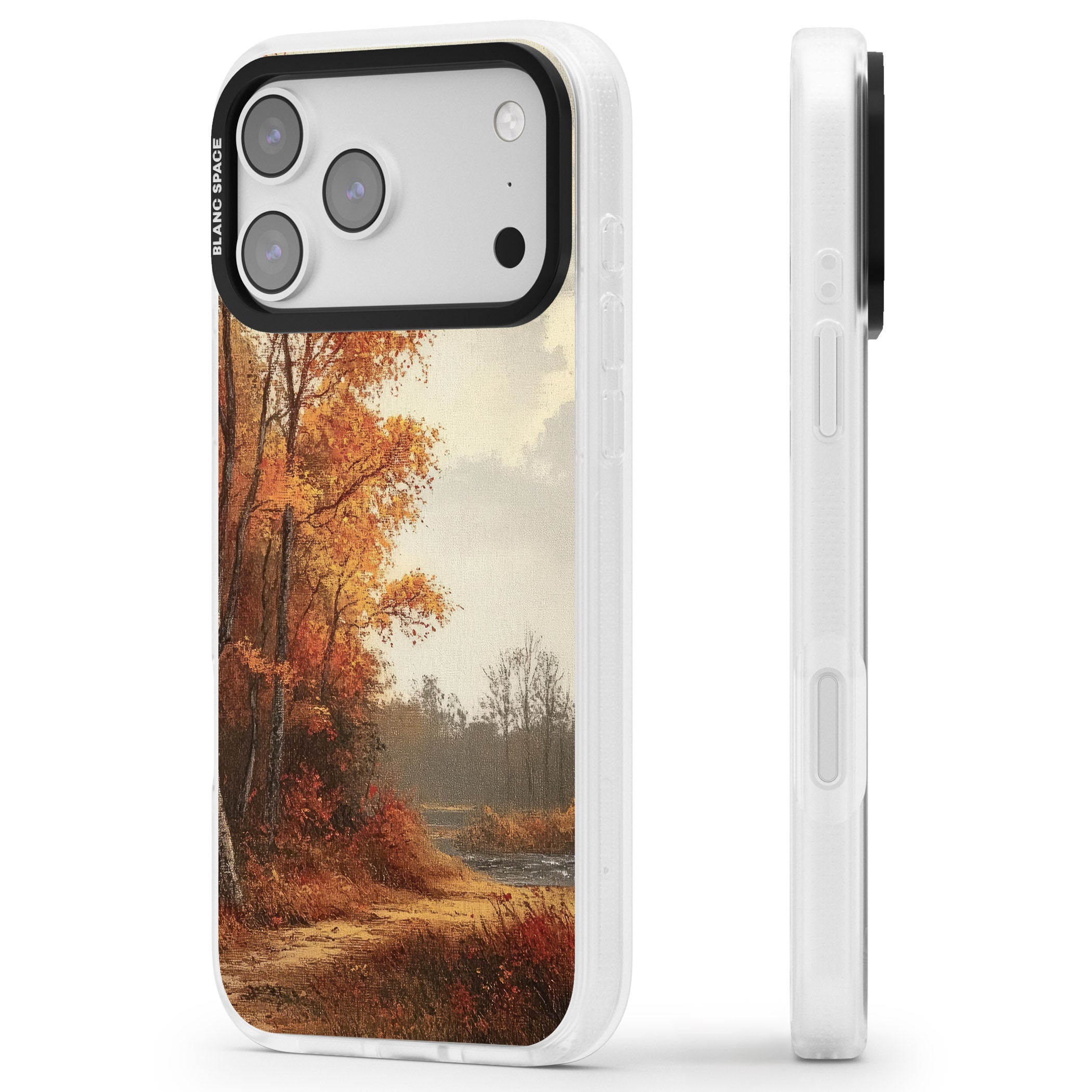 Vintage Autumn Oil Painting iPhone 17 Pro Max Impact Air Clear Phone Case Side Profile
