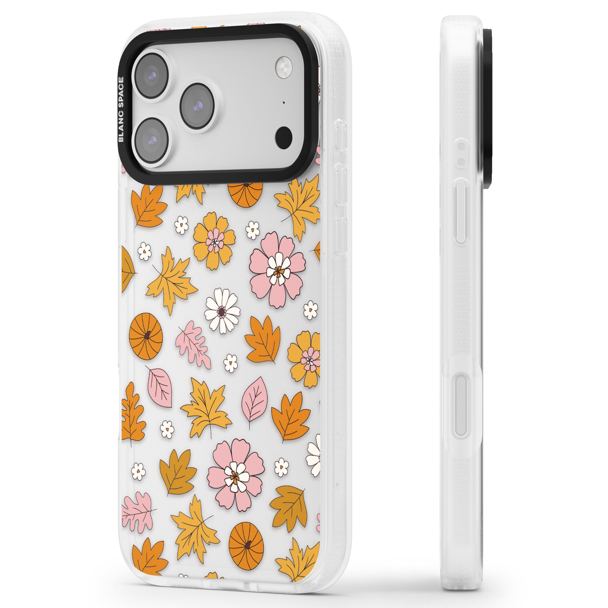 Autumn Leaves And Flowers iPhone 17 Pro Max Impact Air Clear Phone Case Side Profile