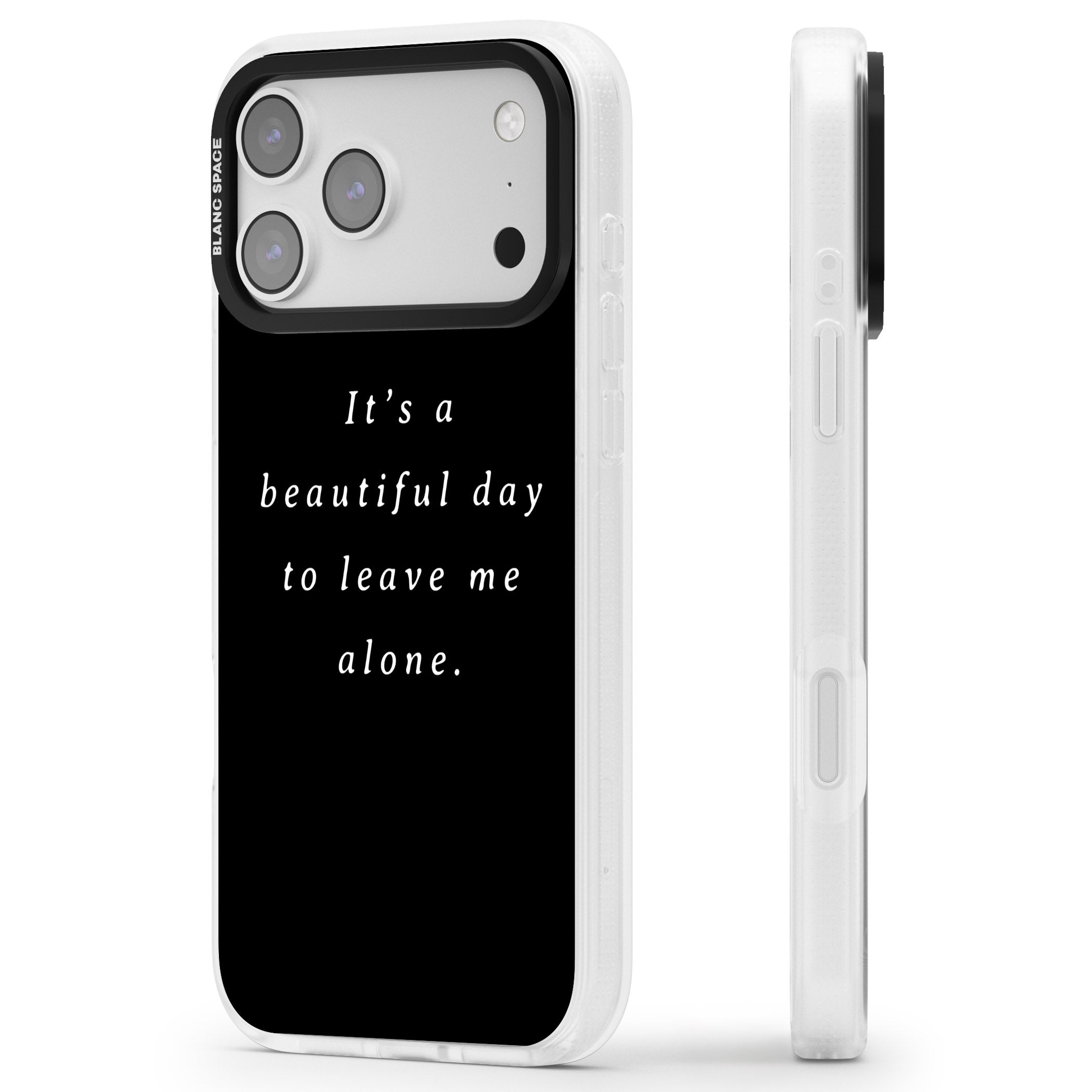 Beautiful Day Quote iPhone 17 Pro Max Impact Air Clear Phone Case Side Profile