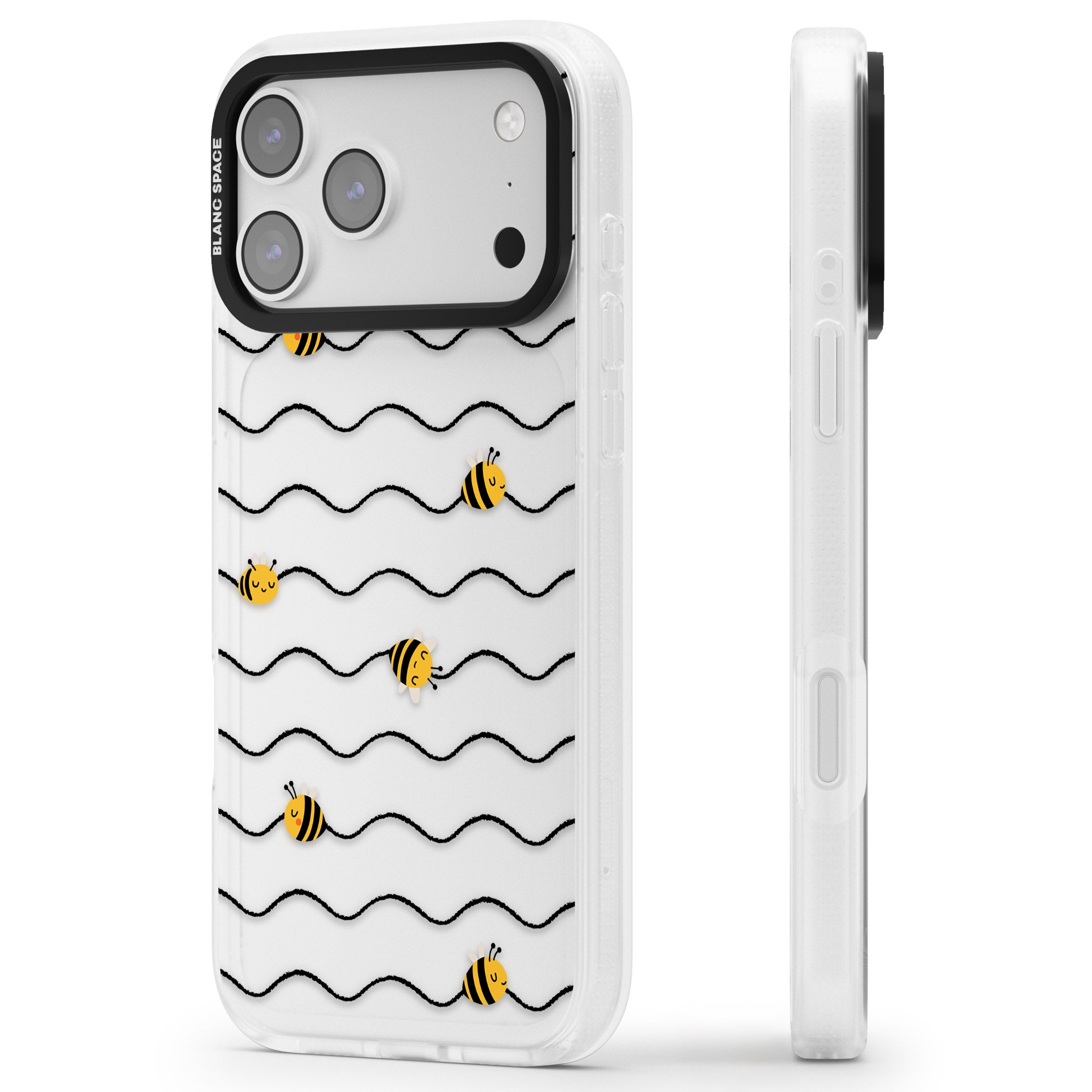 Bee Wave Pattern iPhone 17 Pro Max Impact Air Clear Phone Case Side Profile