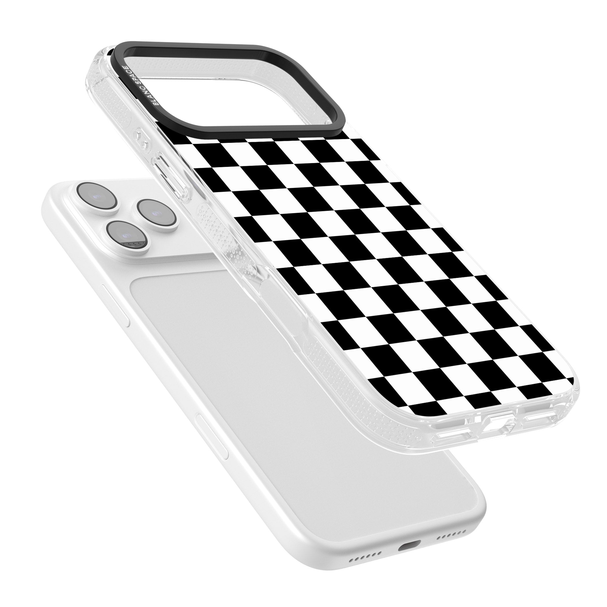 Black Checkered iPhone 17 Pro Impact Air Clear Phone Case Colours