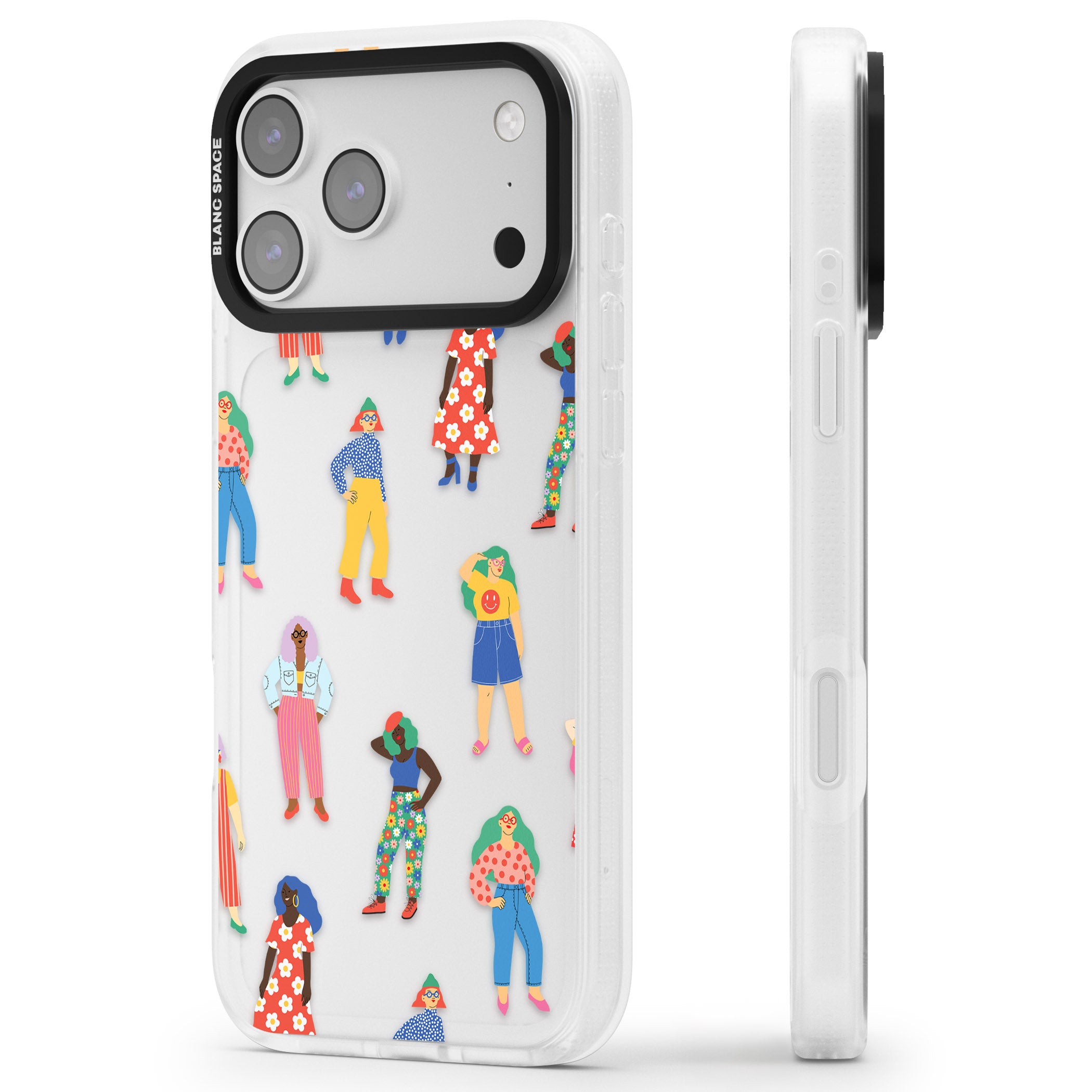 Girls Pattern iPhone 17 Pro Impact Air Clear Phone Case Side Profile